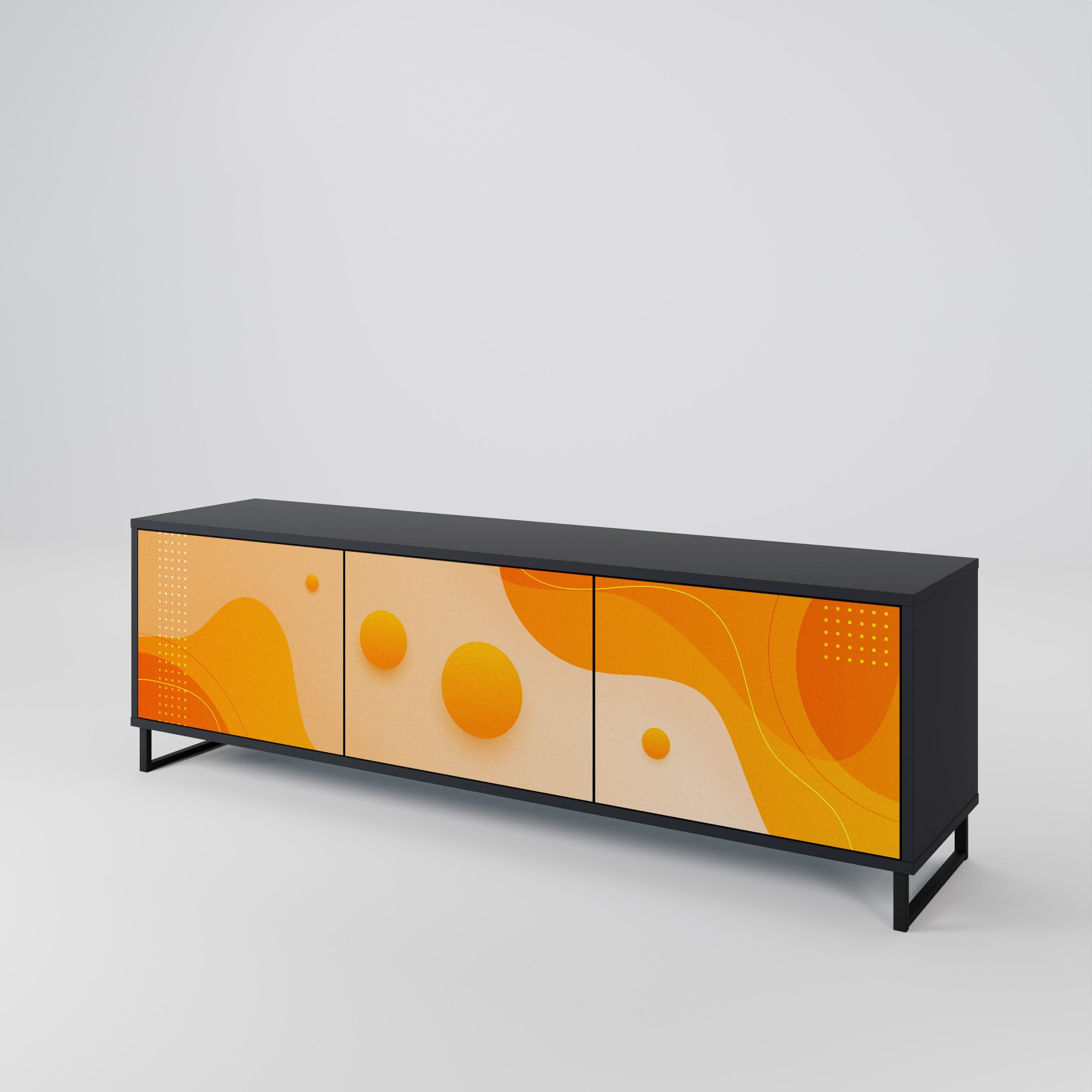 Meuble TV 3 portes ORANGE ARRANGEMENT en finition noire