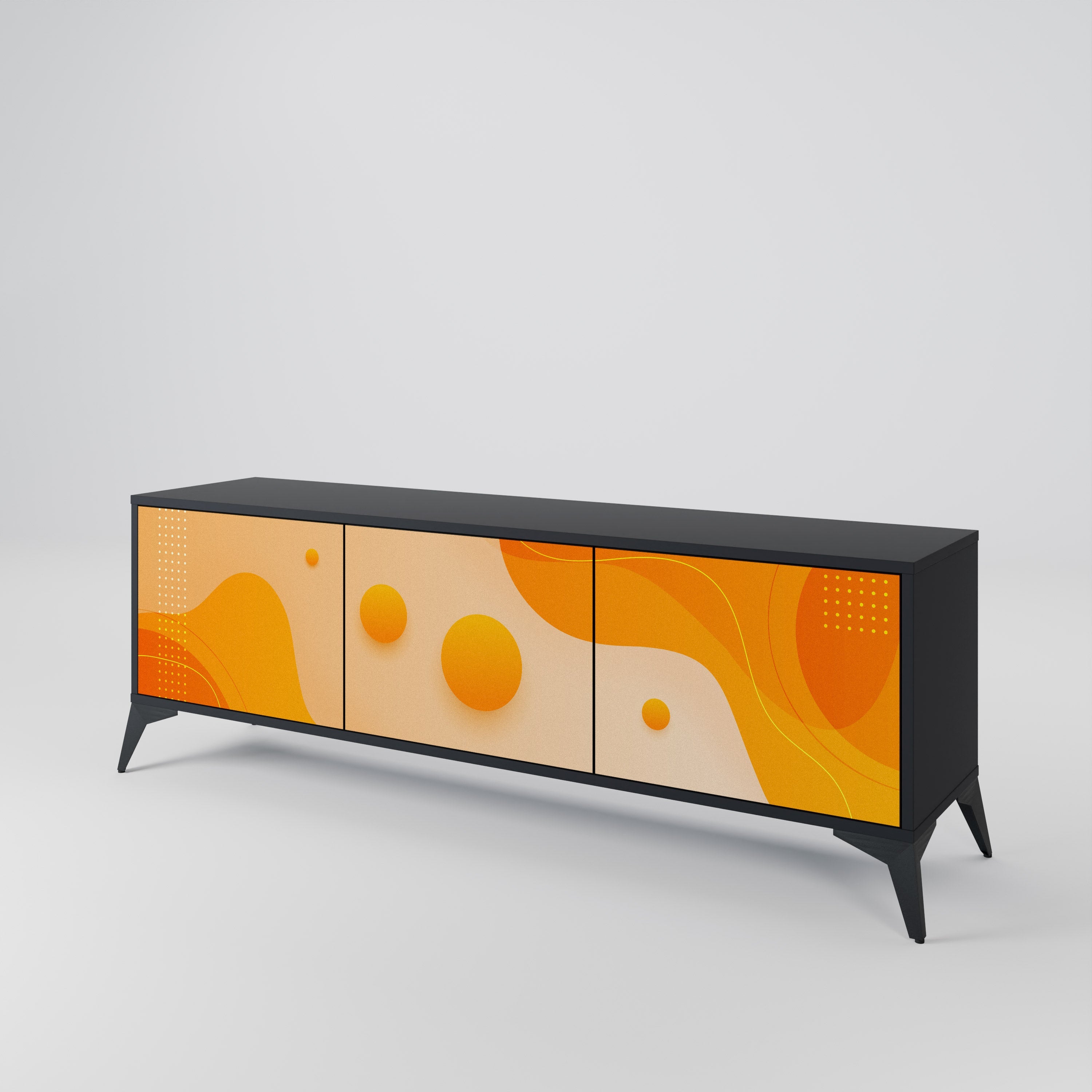 Meuble TV 3 portes ORANGE ARRANGEMENT en finition noire