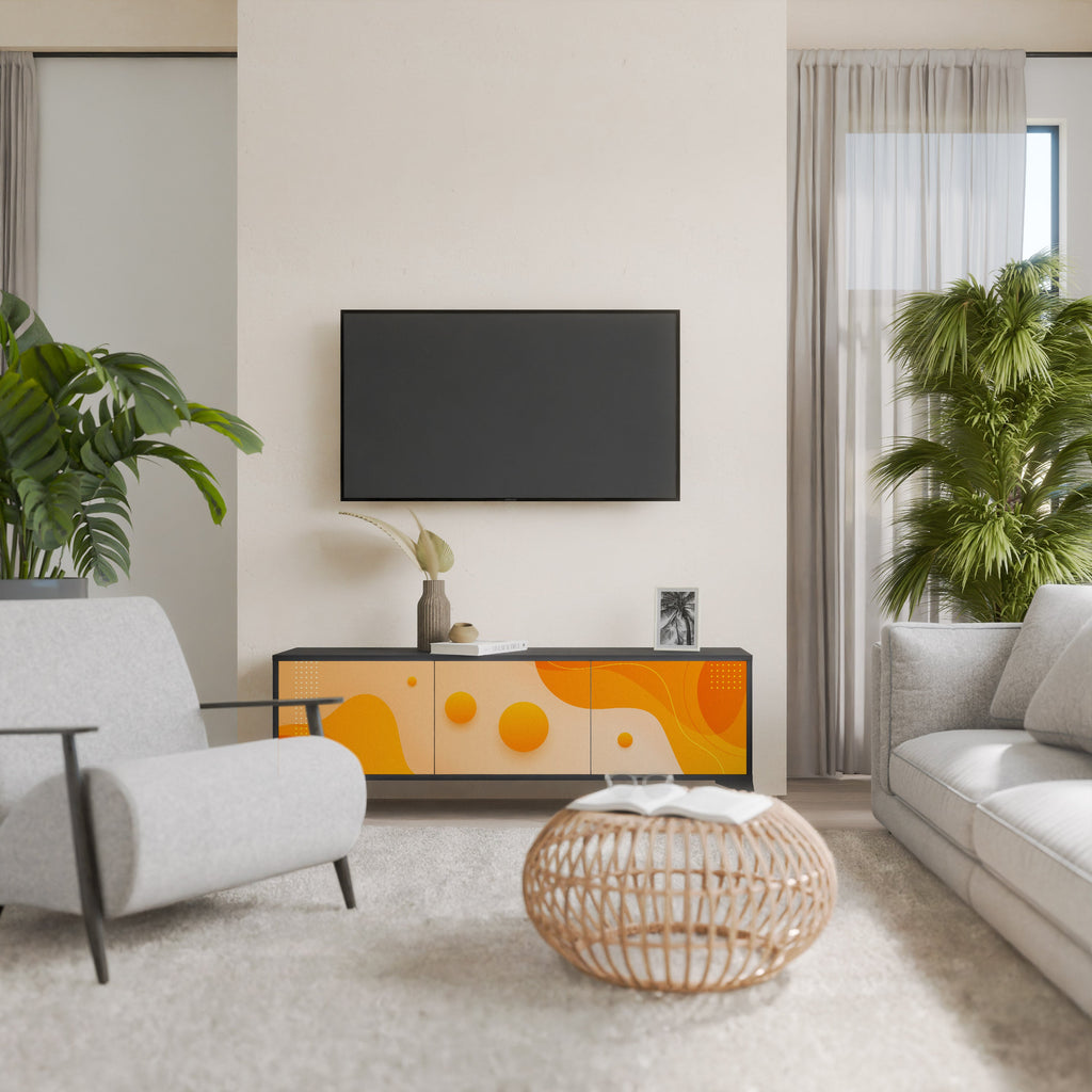 Meuble TV 3 portes ORANGE ARRANGEMENT en finition noire