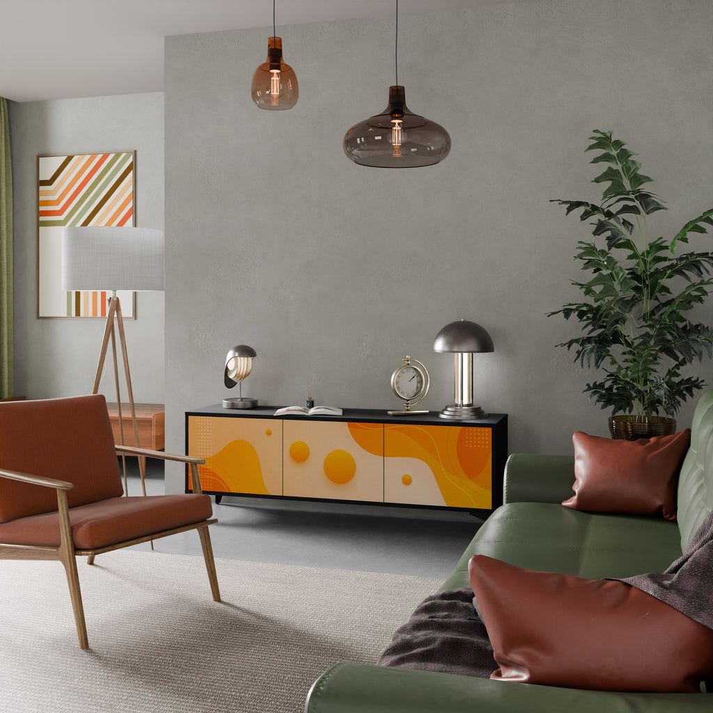 Meuble TV 3 portes ORANGE ARRANGEMENT en finition noire