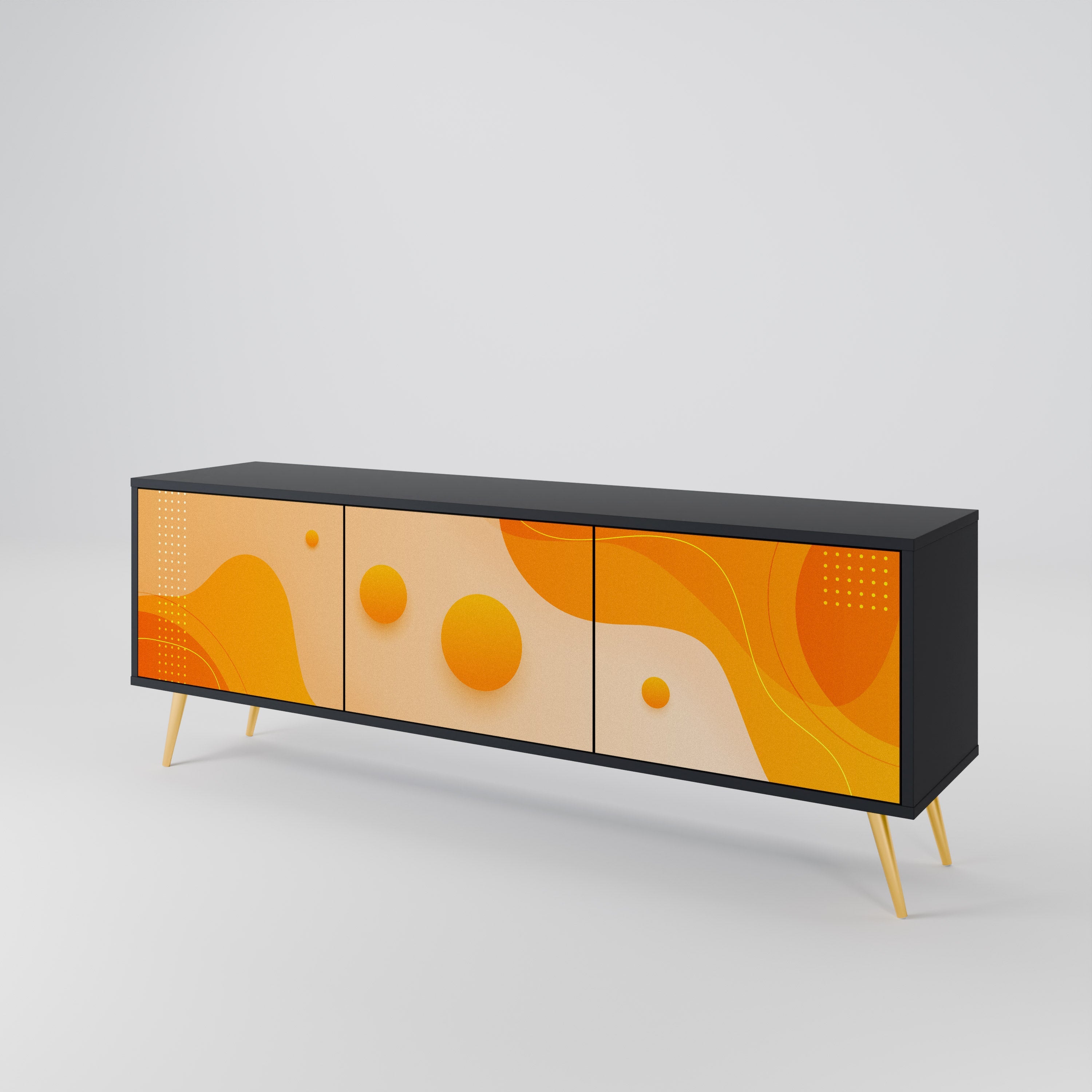 Meuble TV 3 portes ORANGE ARRANGEMENT en finition noire