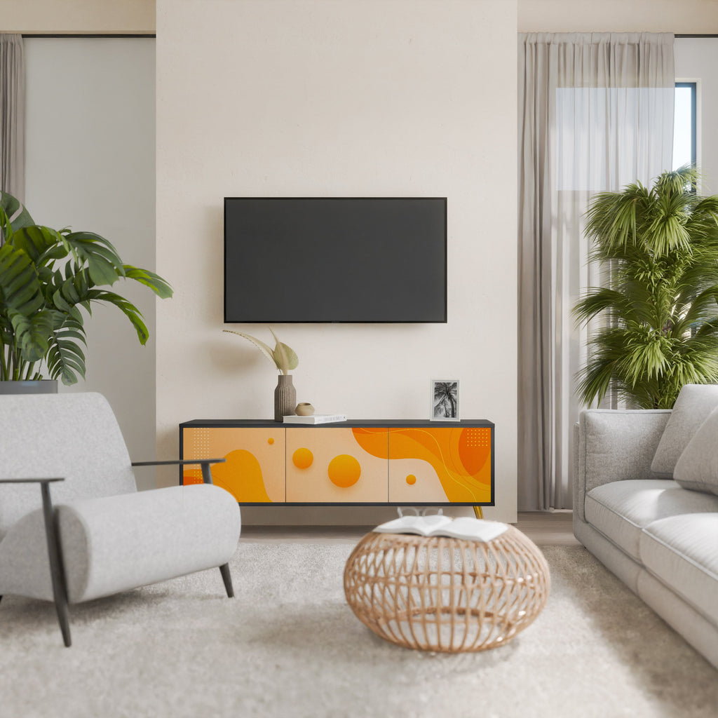 Meuble TV 3 portes ORANGE ARRANGEMENT en finition noire