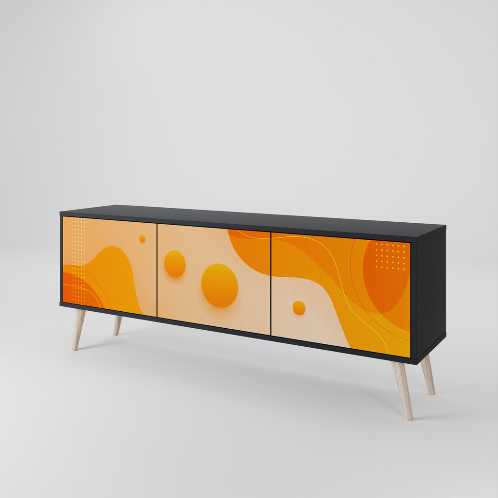 Meuble TV 3 portes ORANGE ARRANGEMENT en finition noire