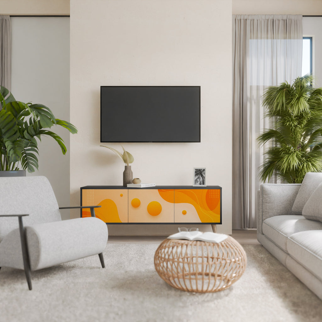 Meuble TV 3 portes ORANGE ARRANGEMENT en finition noire