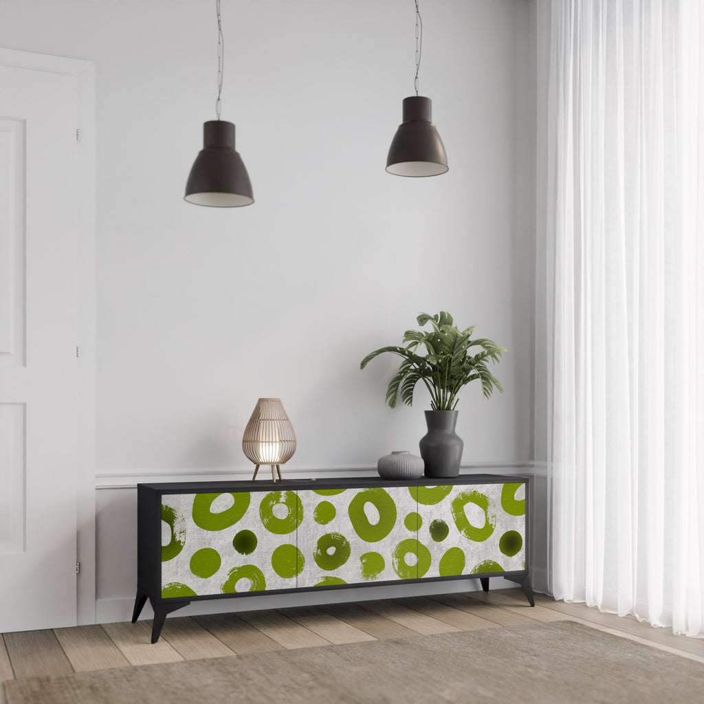 Meuble TV 3 portes GREEN RHAPSODY finition noire