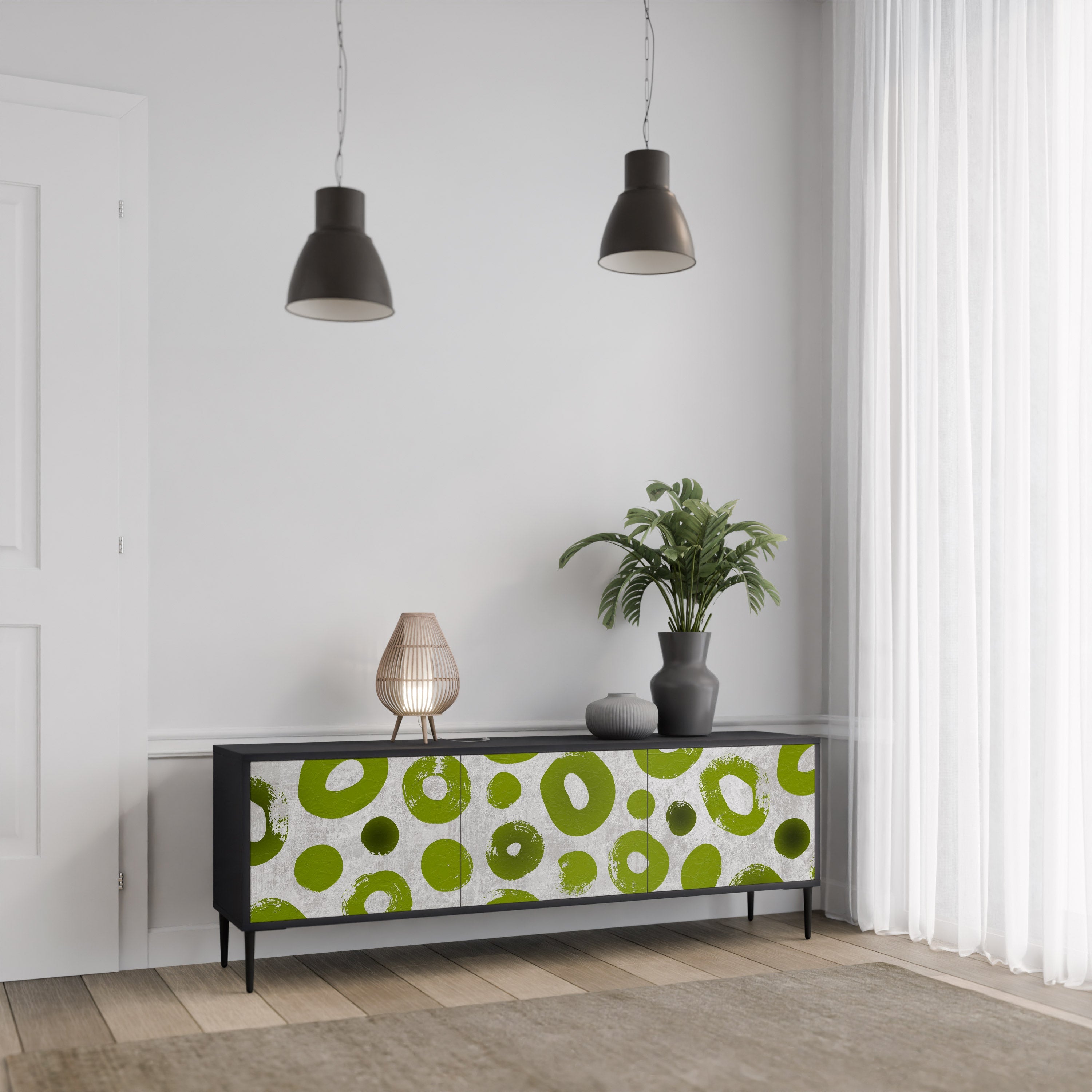 Meuble TV 3 portes GREEN RHAPSODY finition noire