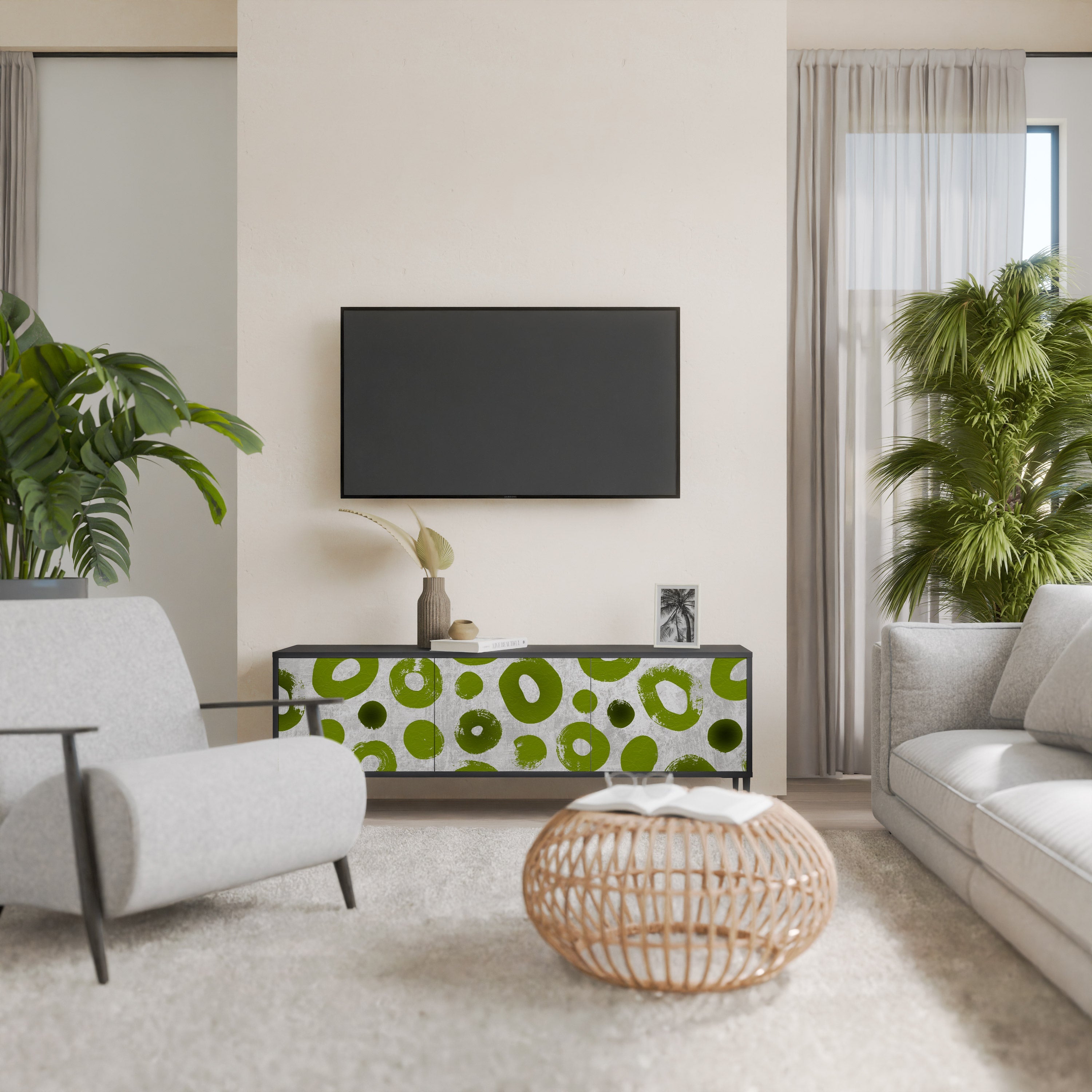 Meuble TV 3 portes GREEN RHAPSODY finition noire