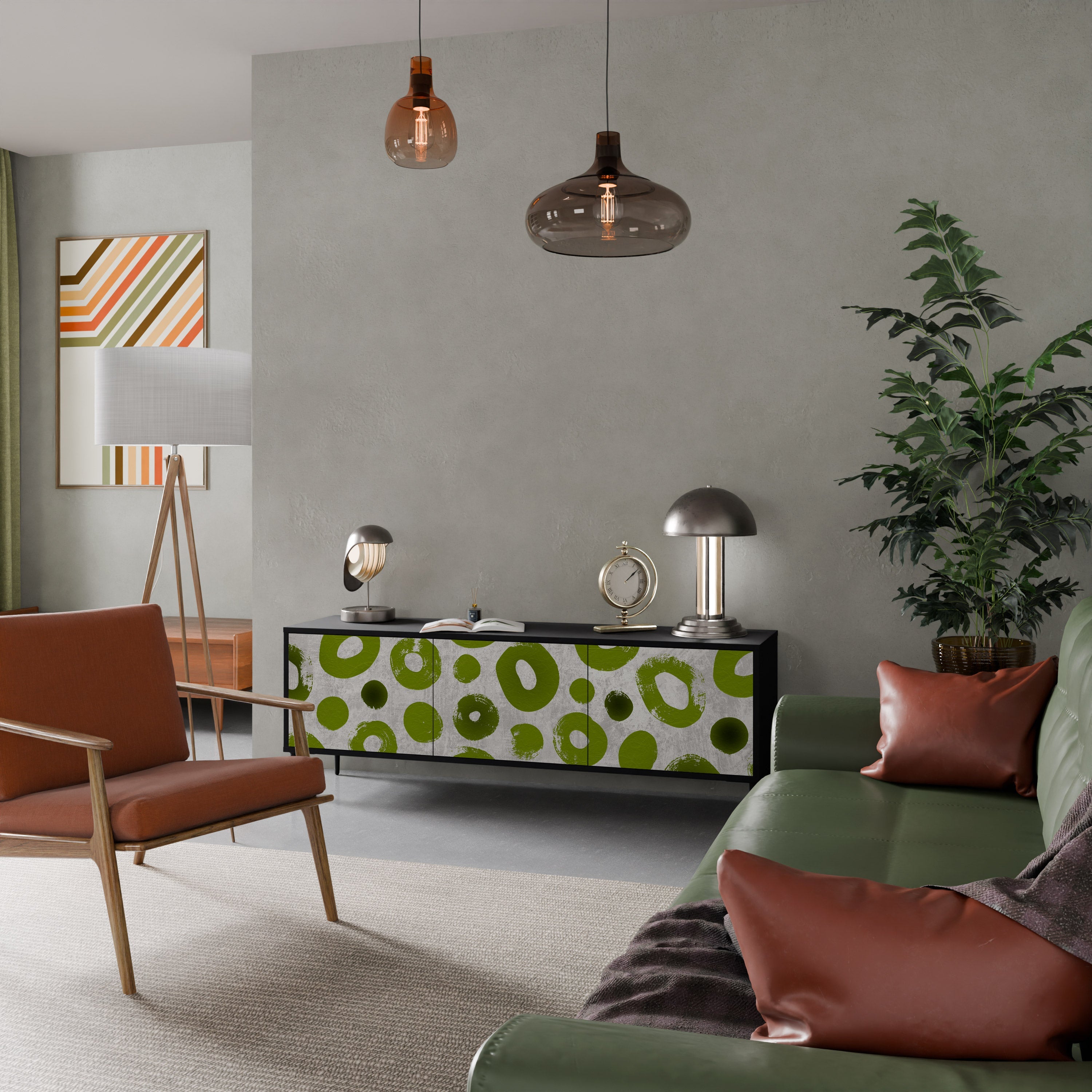 Meuble TV 3 portes GREEN RHAPSODY finition noire