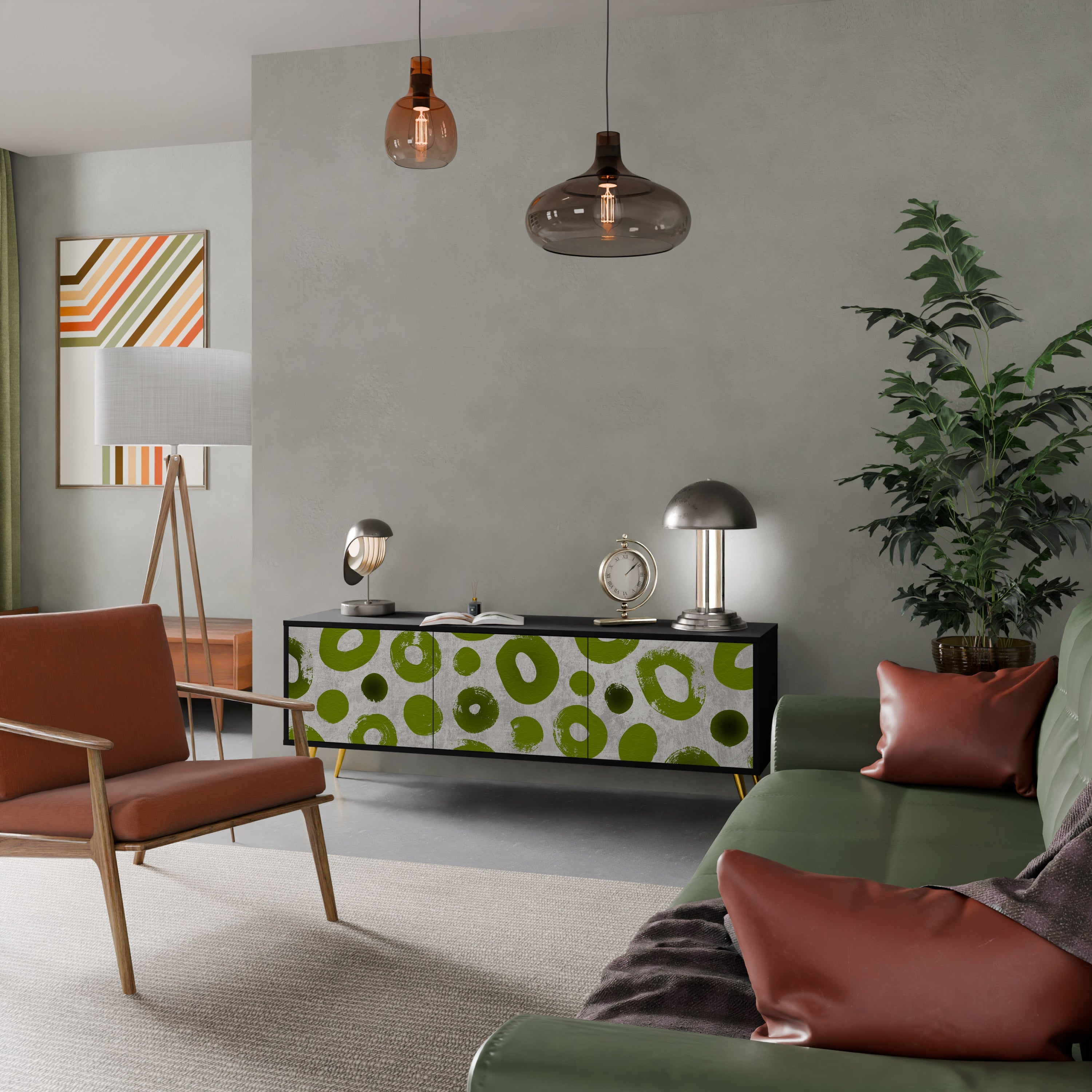 Meuble TV 3 portes GREEN RHAPSODY finition noire