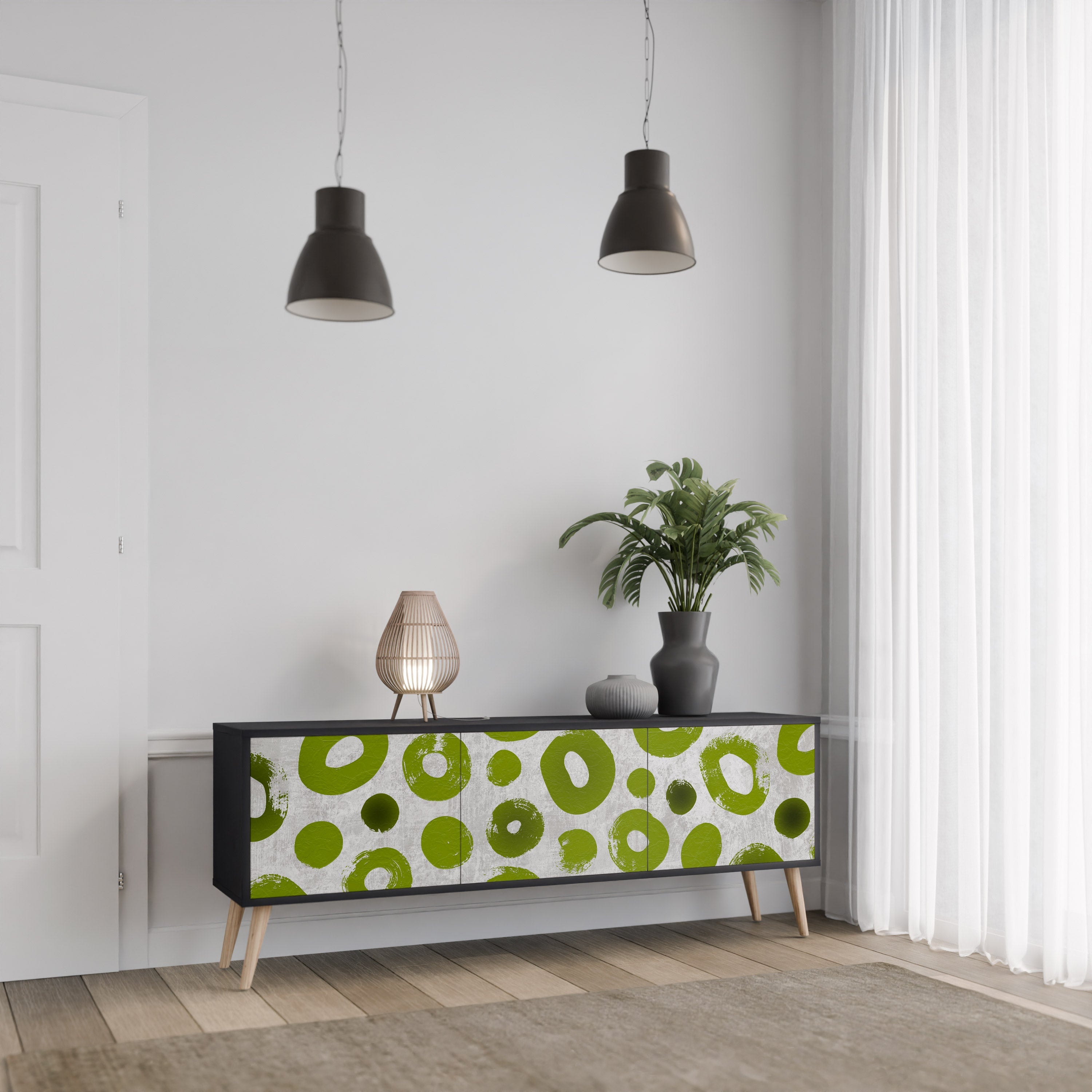 Meuble TV 3 portes GREEN RHAPSODY finition noire