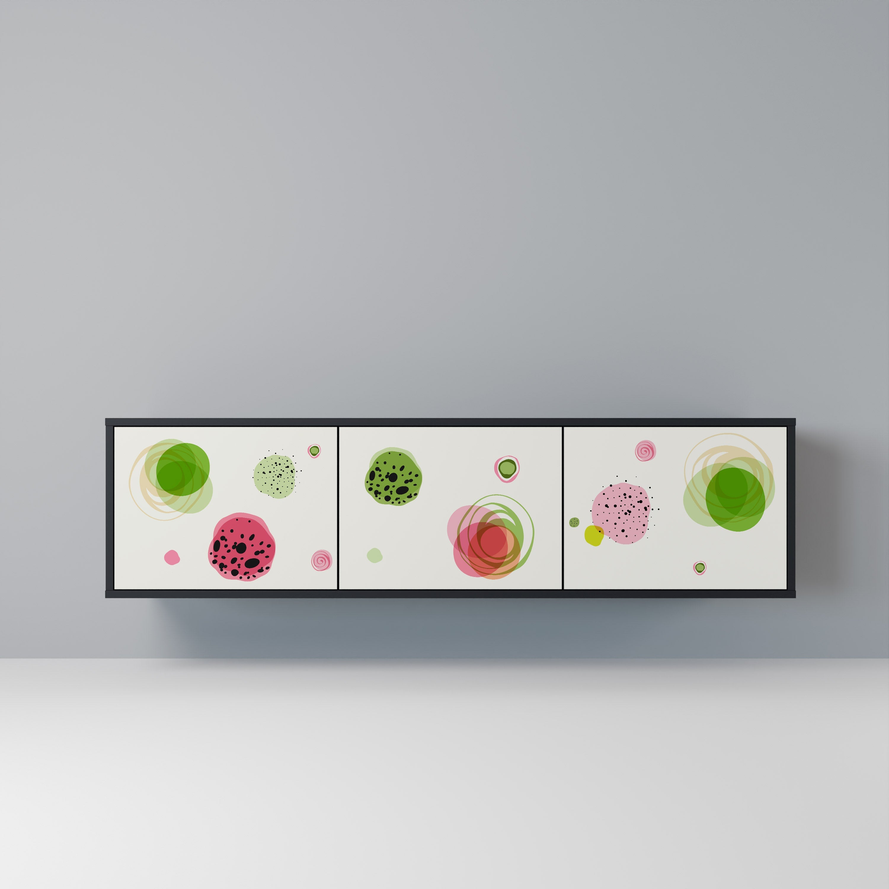 Meuble TV 3 portes COLORFUL COSMOS finition noire