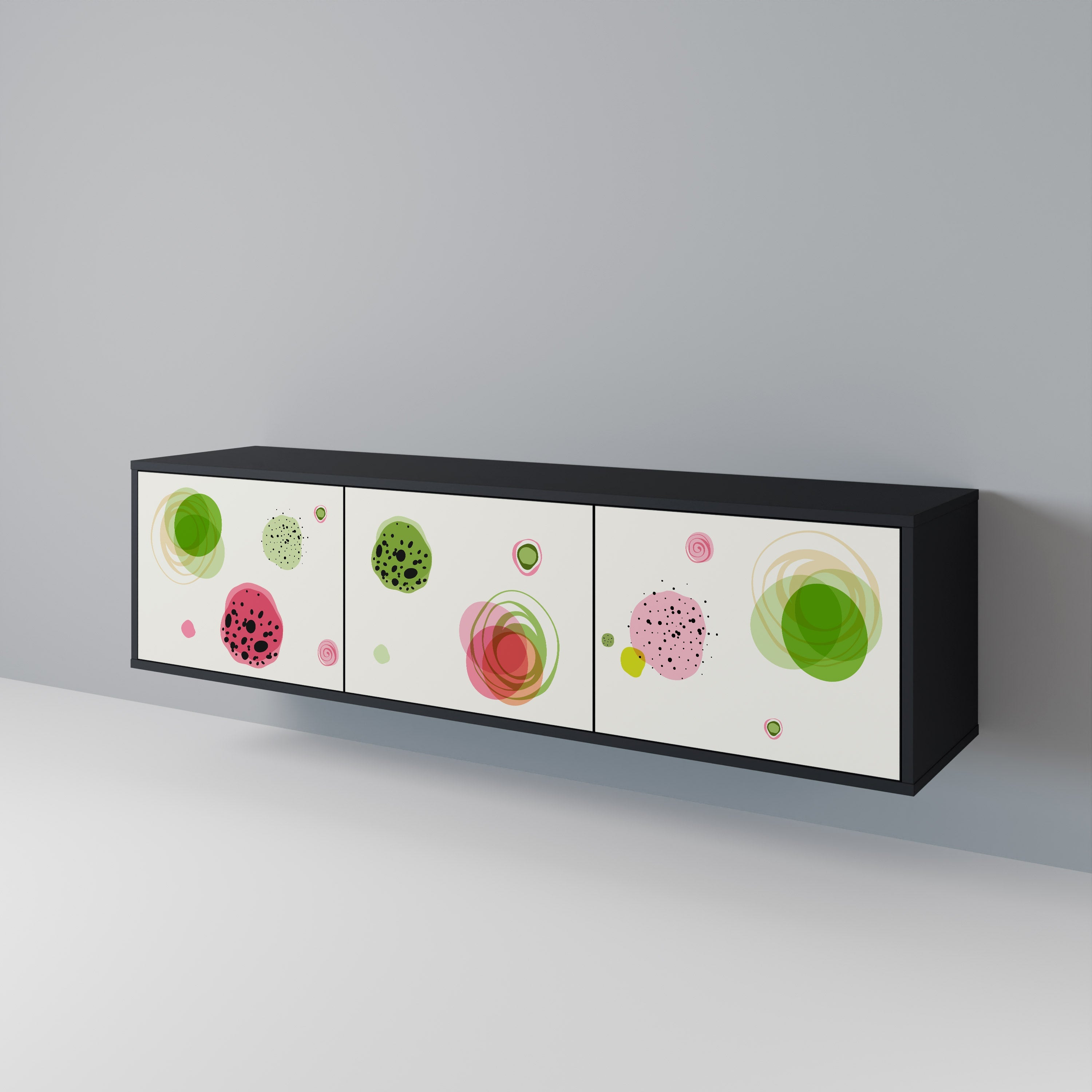 Meuble TV 3 portes COLORFUL COSMOS finition noire