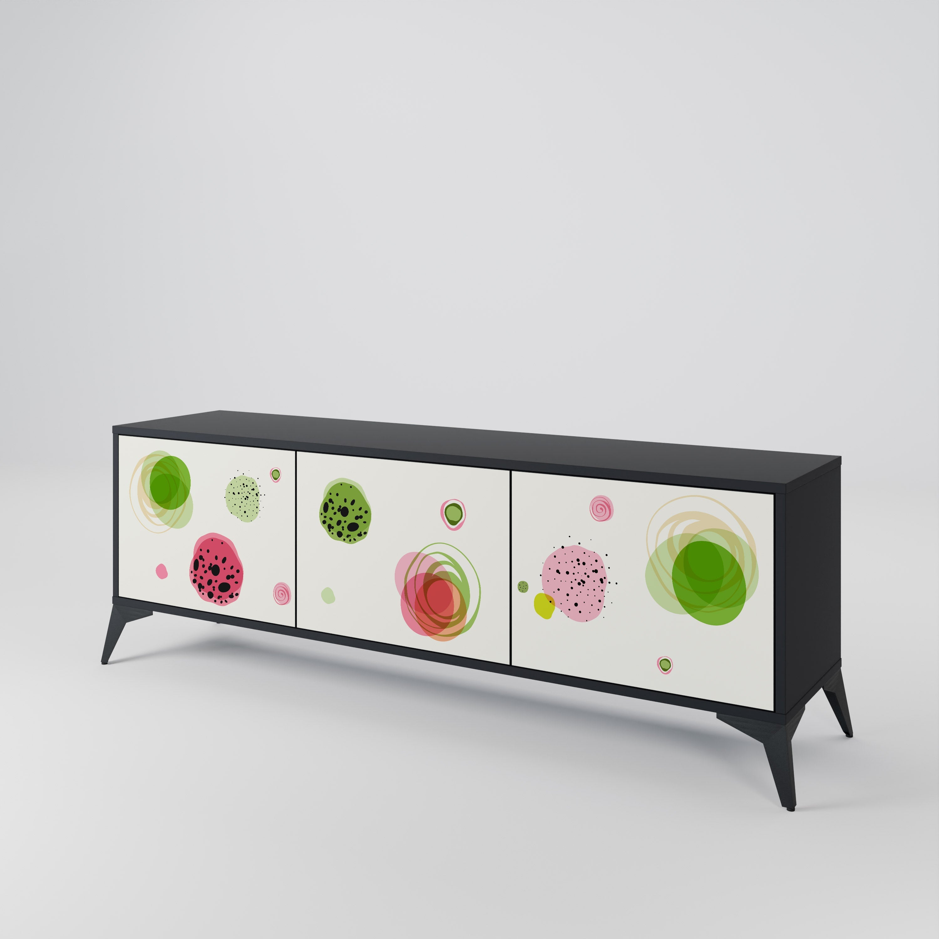 Meuble TV 3 portes COLORFUL COSMOS finition noire