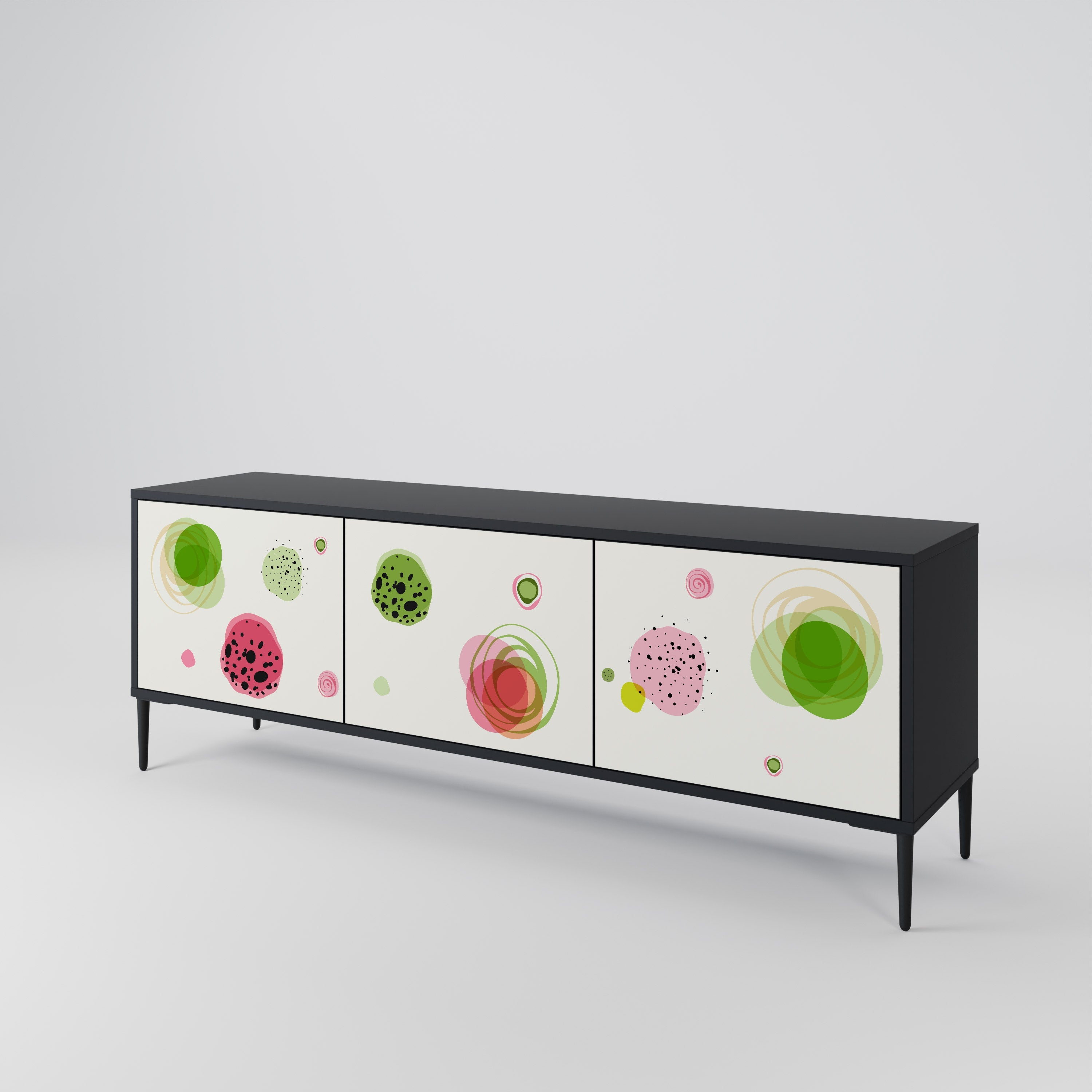Meuble TV 3 portes COLORFUL COSMOS finition noire