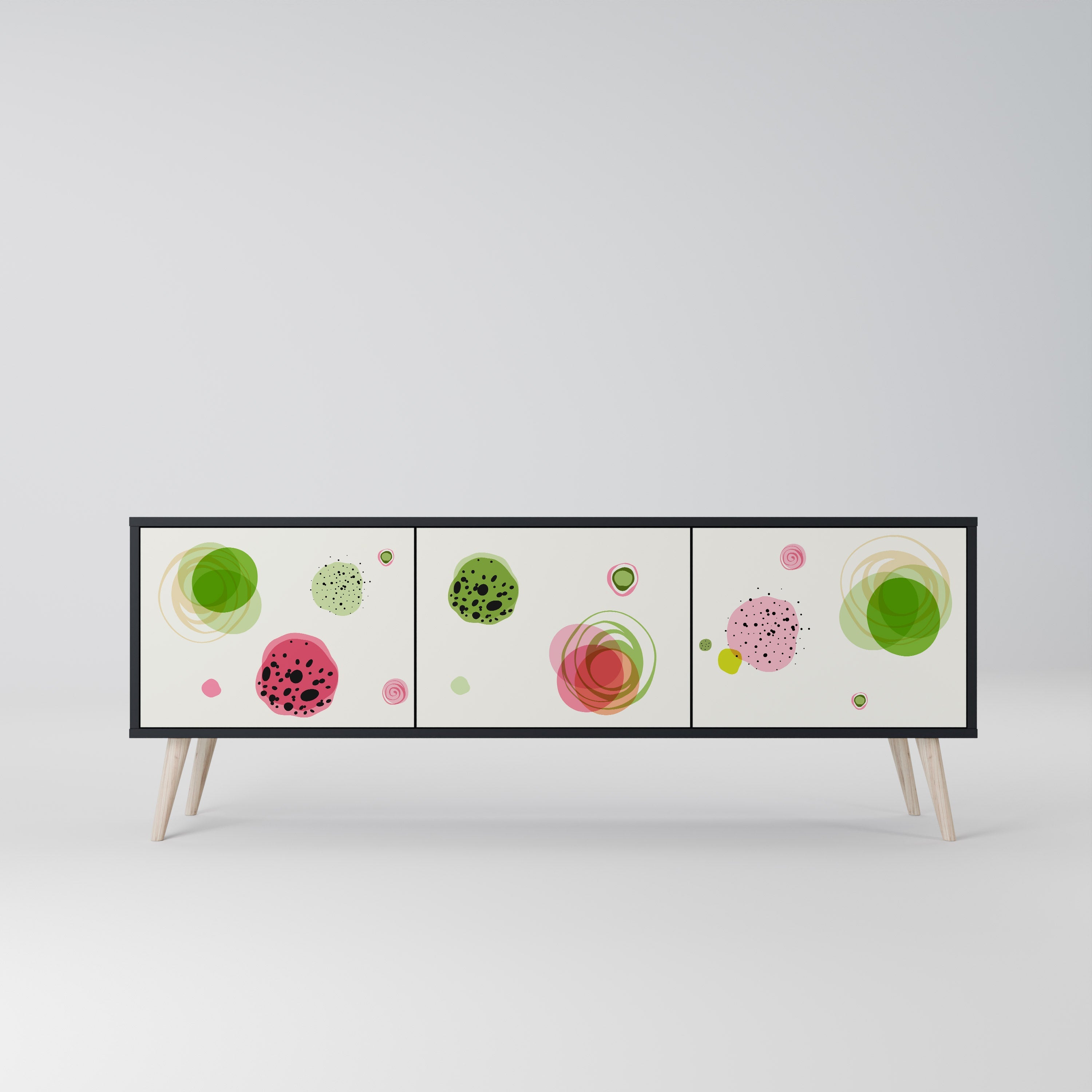 Meuble TV 3 portes COLORFUL COSMOS finition noire