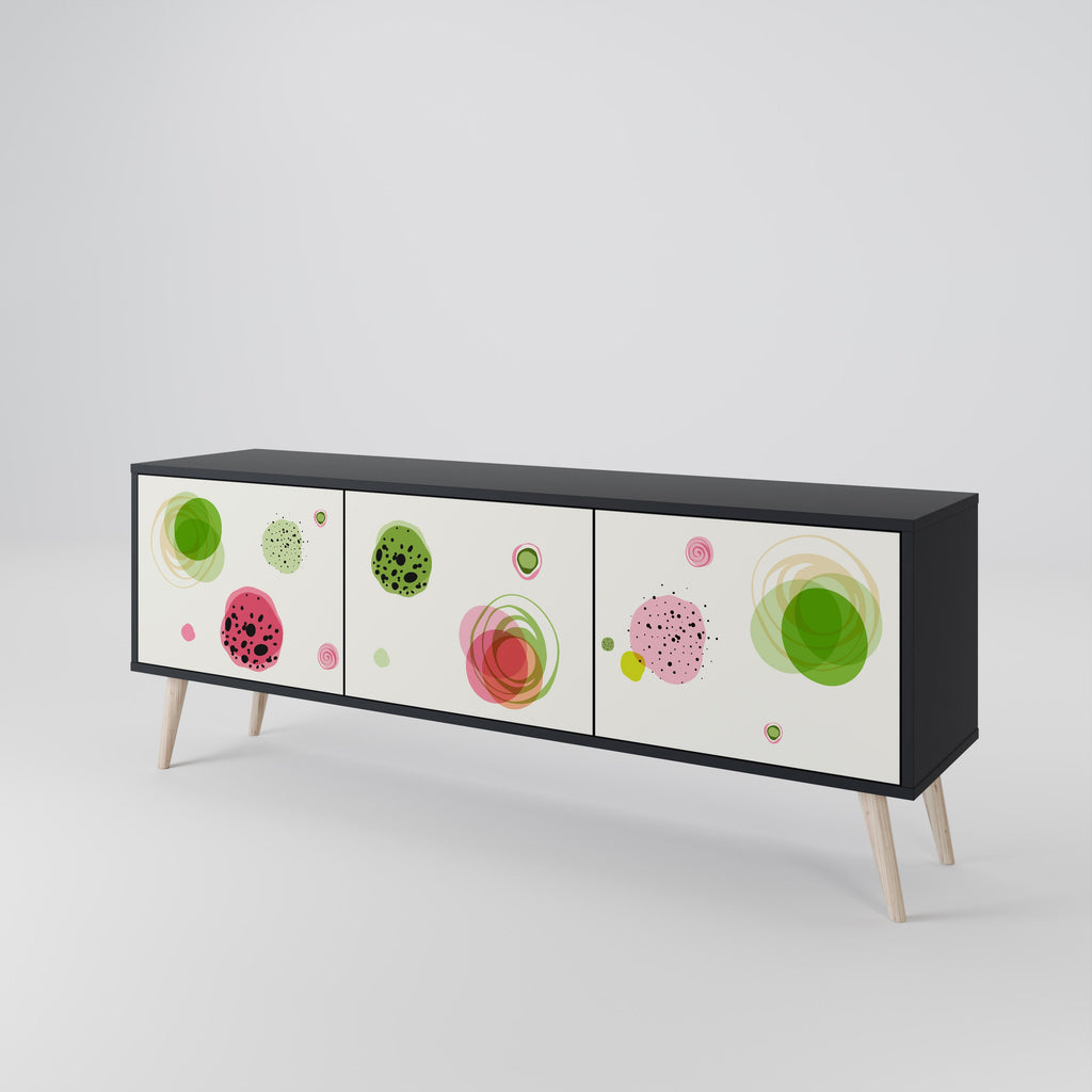 Meuble TV 3 portes COLORFUL COSMOS finition noire