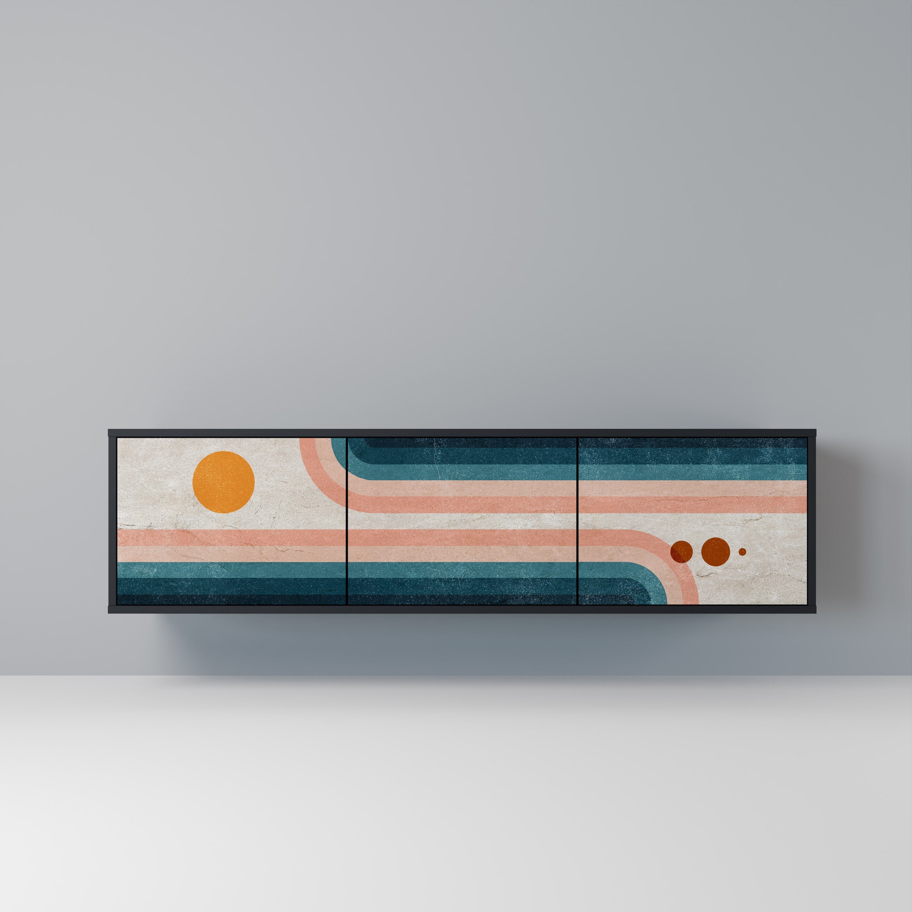 Meuble TV 3 portes TWO HALVES en finition noire