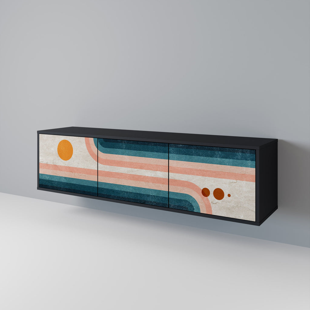 Meuble TV 3 portes TWO HALVES en finition noire