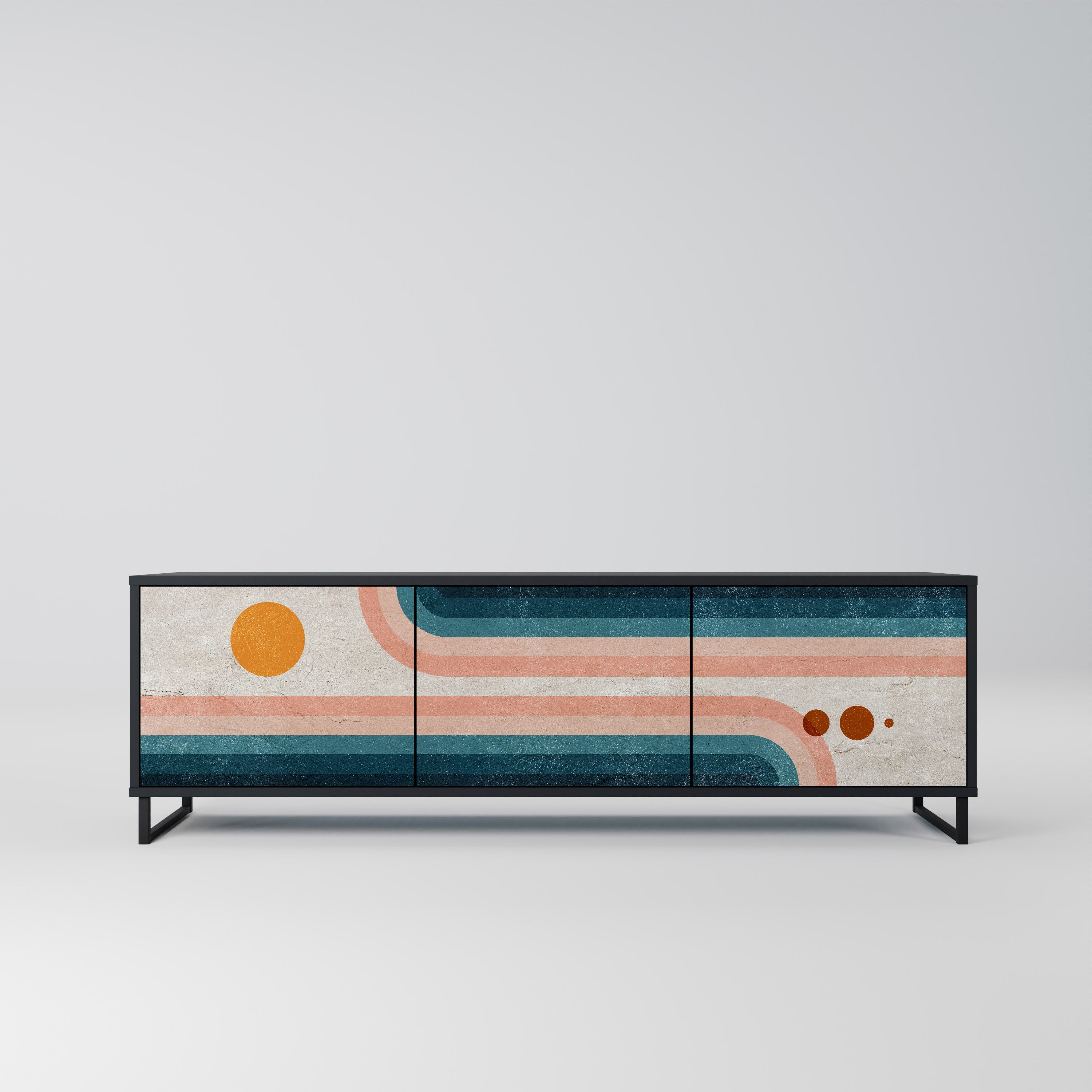 Meuble TV 3 portes TWO HALVES en finition noire