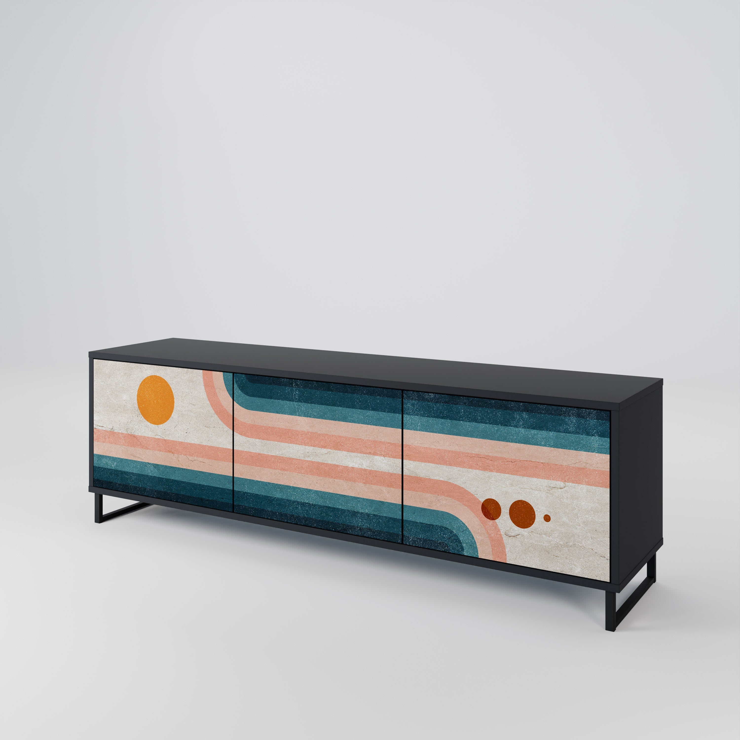 Meuble TV 3 portes TWO HALVES en finition noire