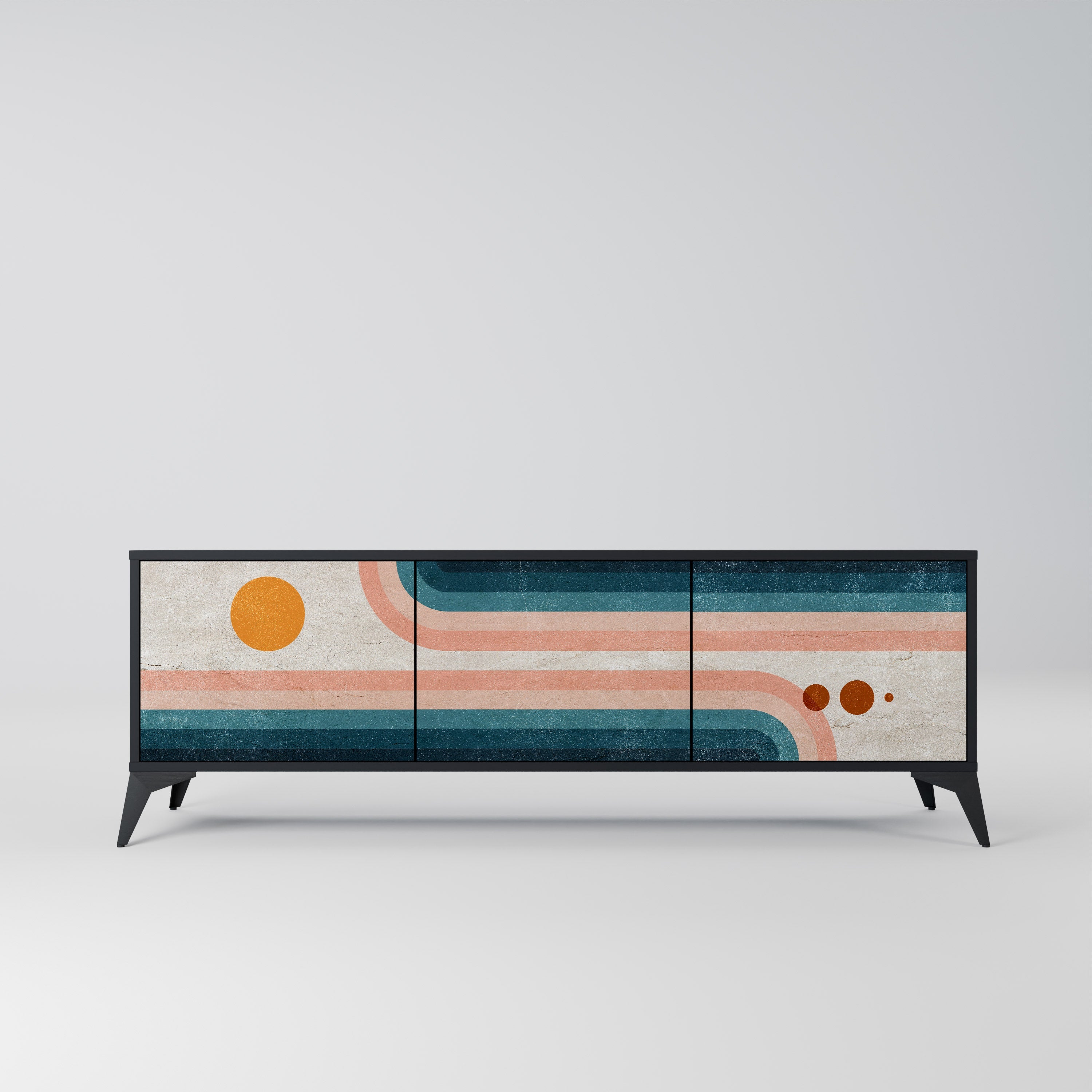 Meuble TV 3 portes TWO HALVES en finition noire