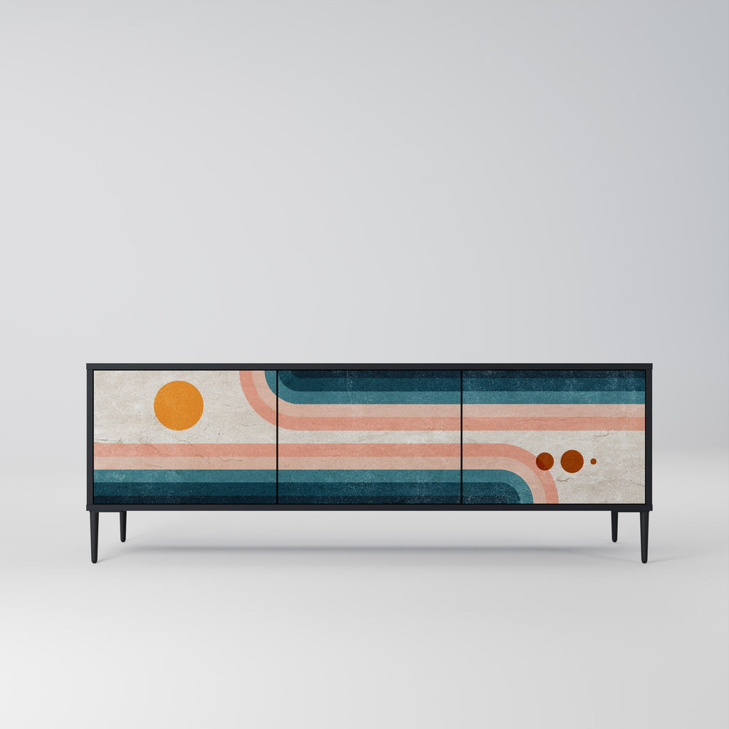 Meuble TV 3 portes TWO HALVES en finition noire