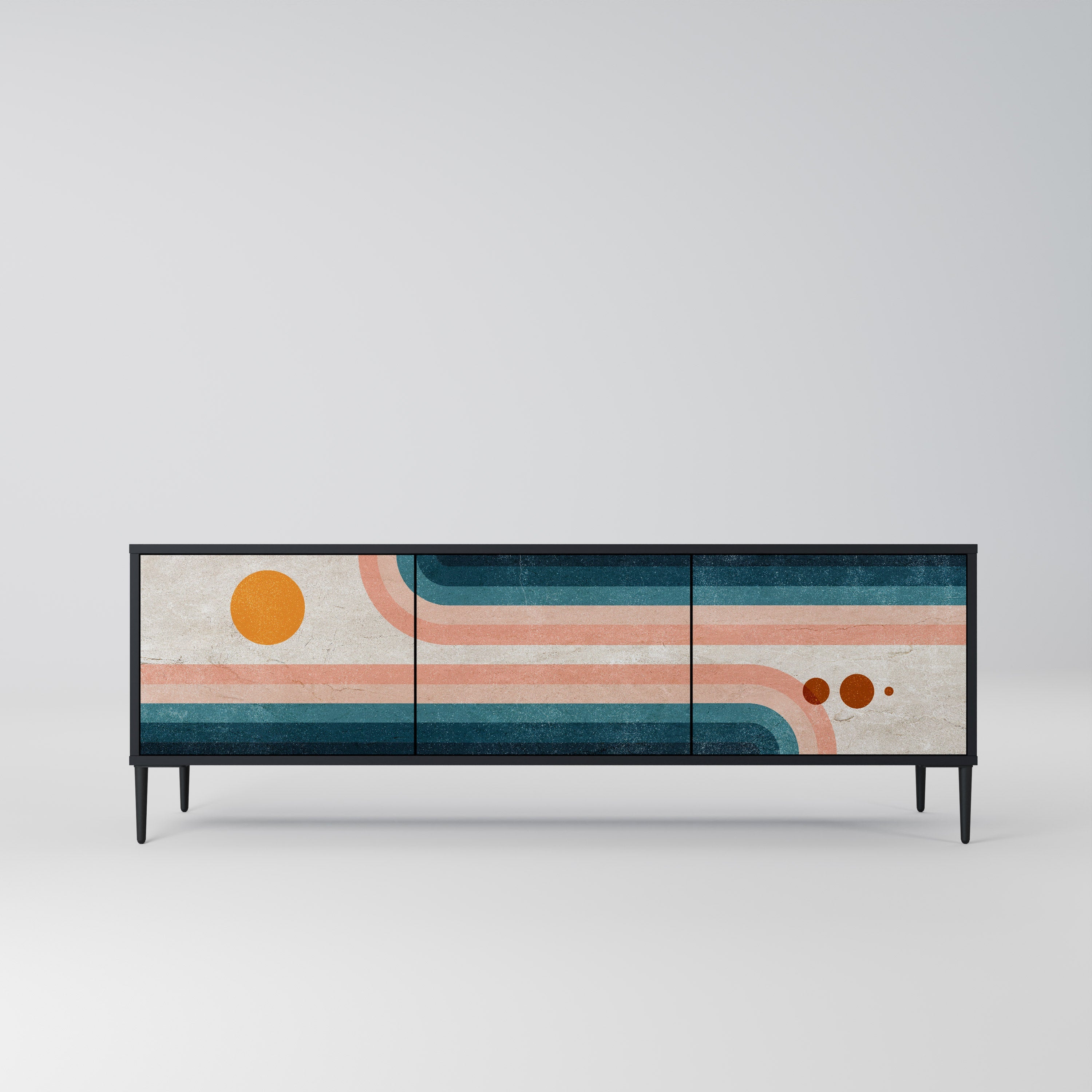 Meuble TV 3 portes TWO HALVES en finition noire