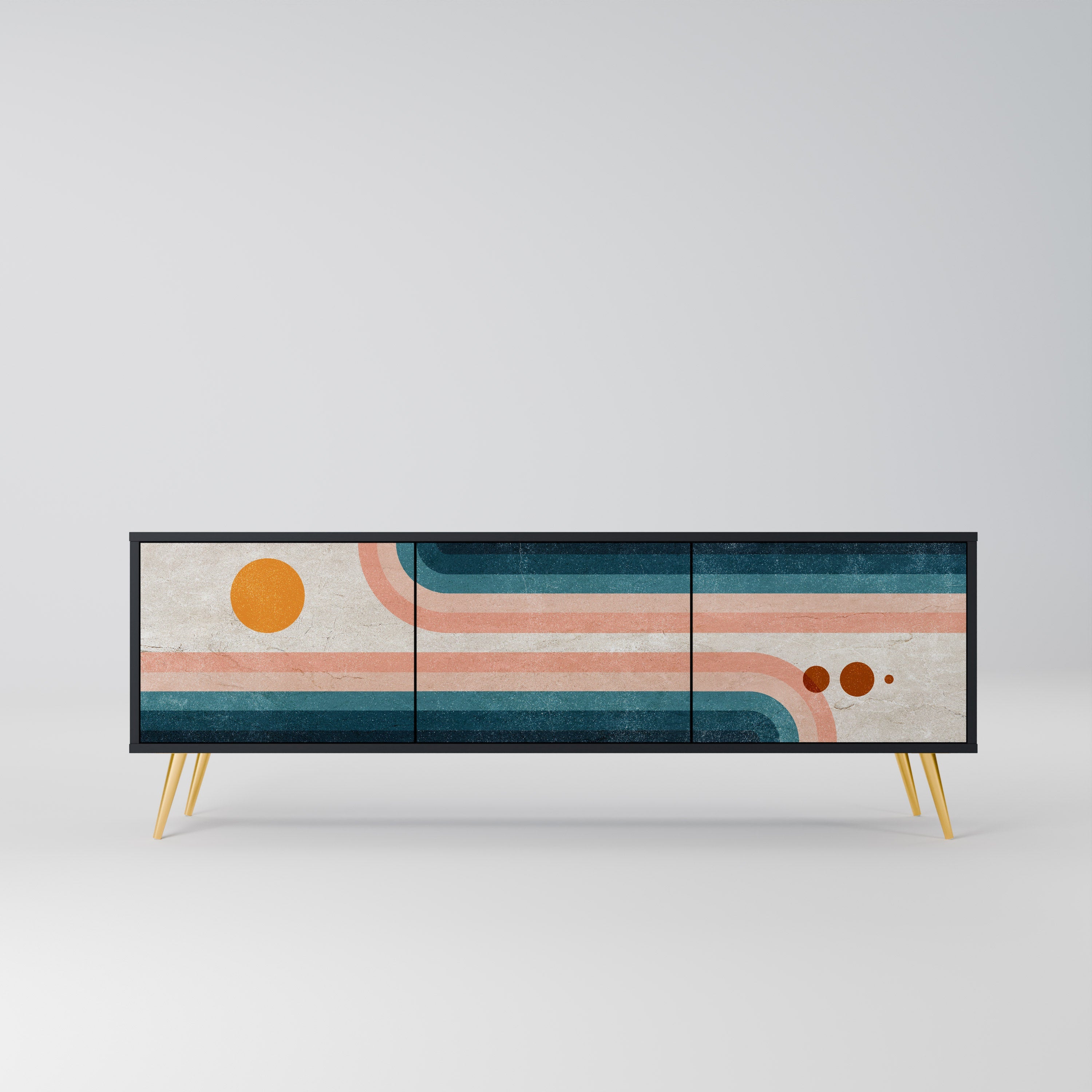 Meuble TV 3 portes TWO HALVES en finition noire