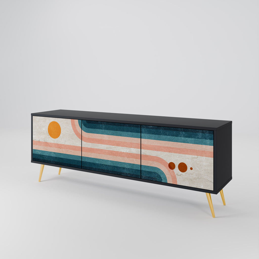 Meuble TV 3 portes TWO HALVES en finition noire