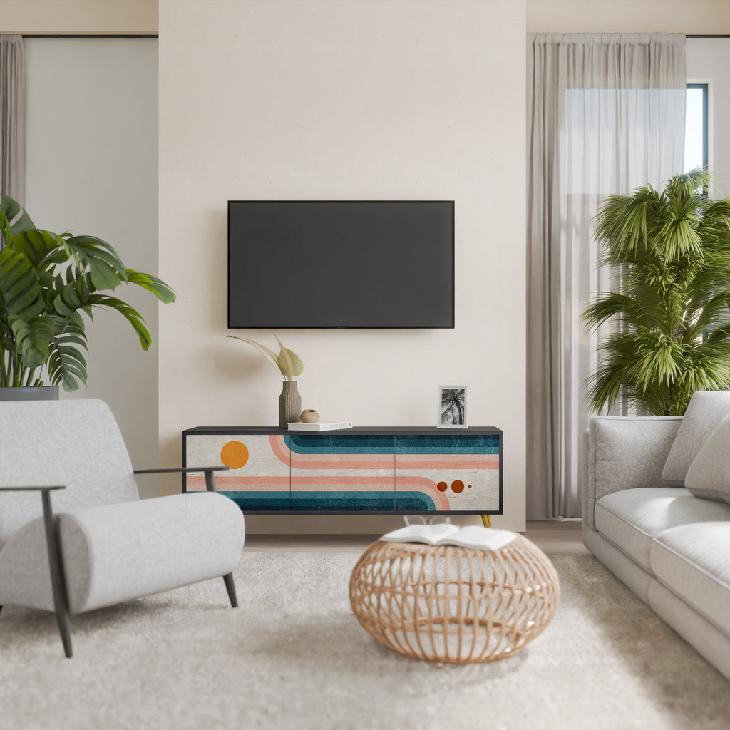 Meuble TV 3 portes TWO HALVES en finition noire