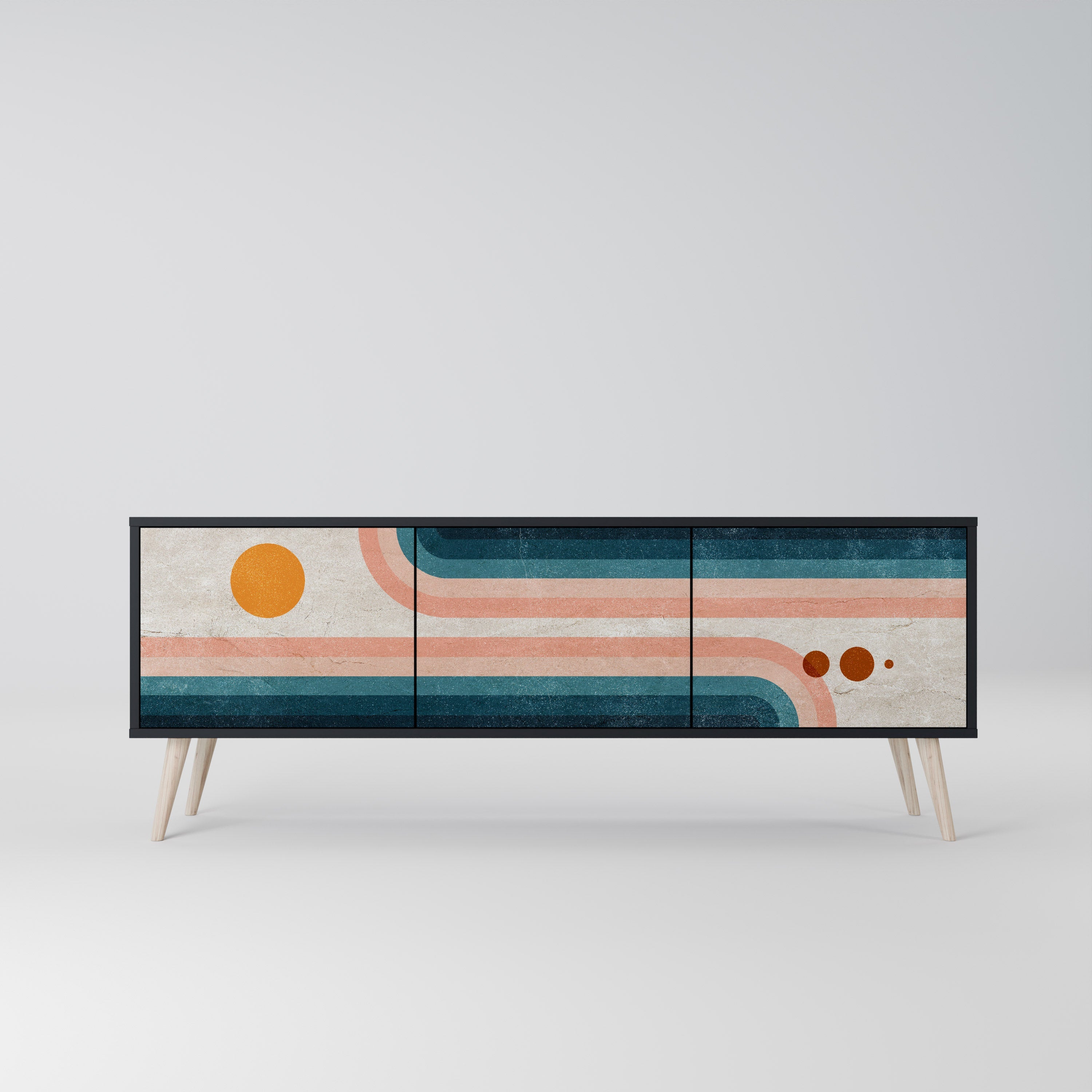 Meuble TV 3 portes TWO HALVES en finition noire