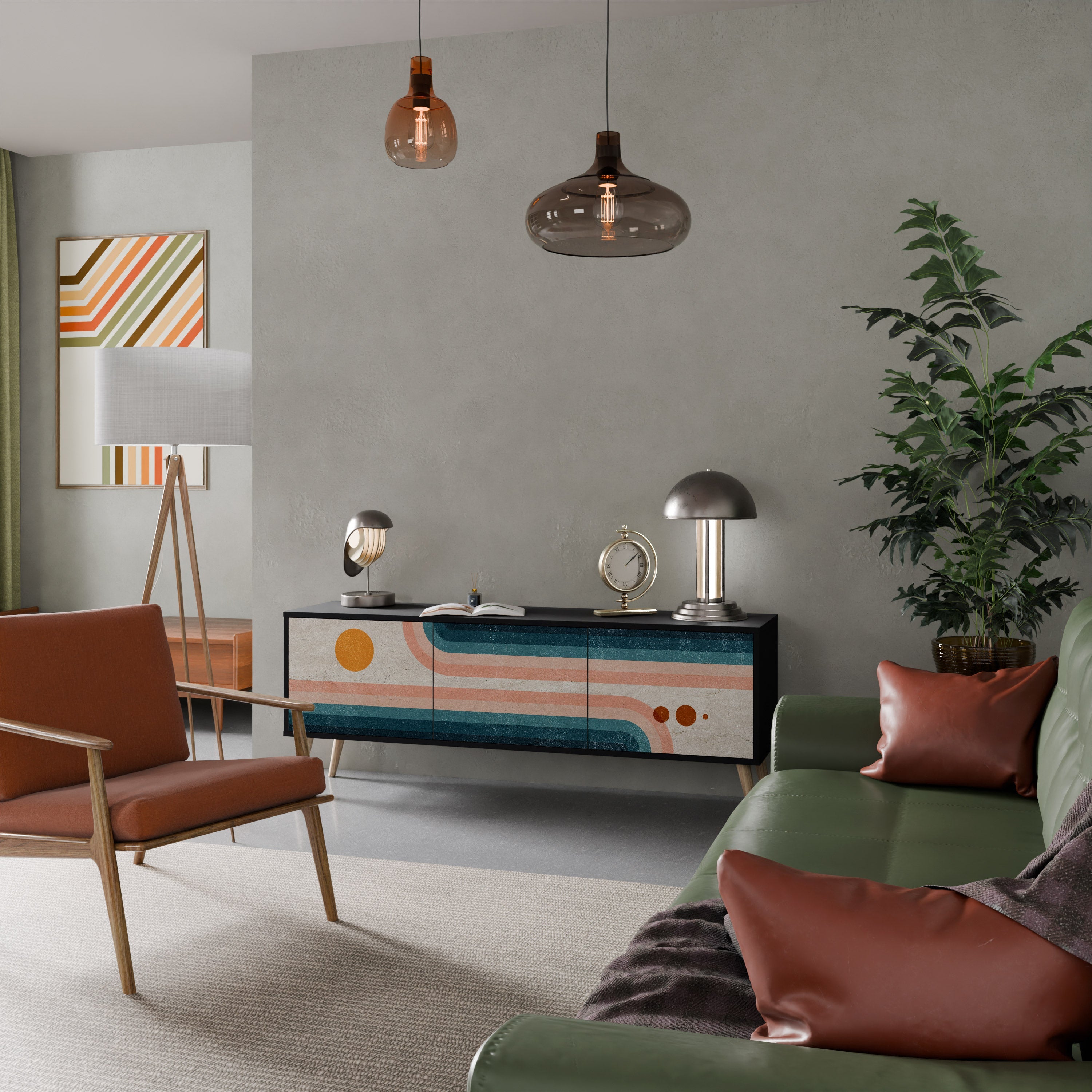 Meuble TV 3 portes TWO HALVES en finition noire