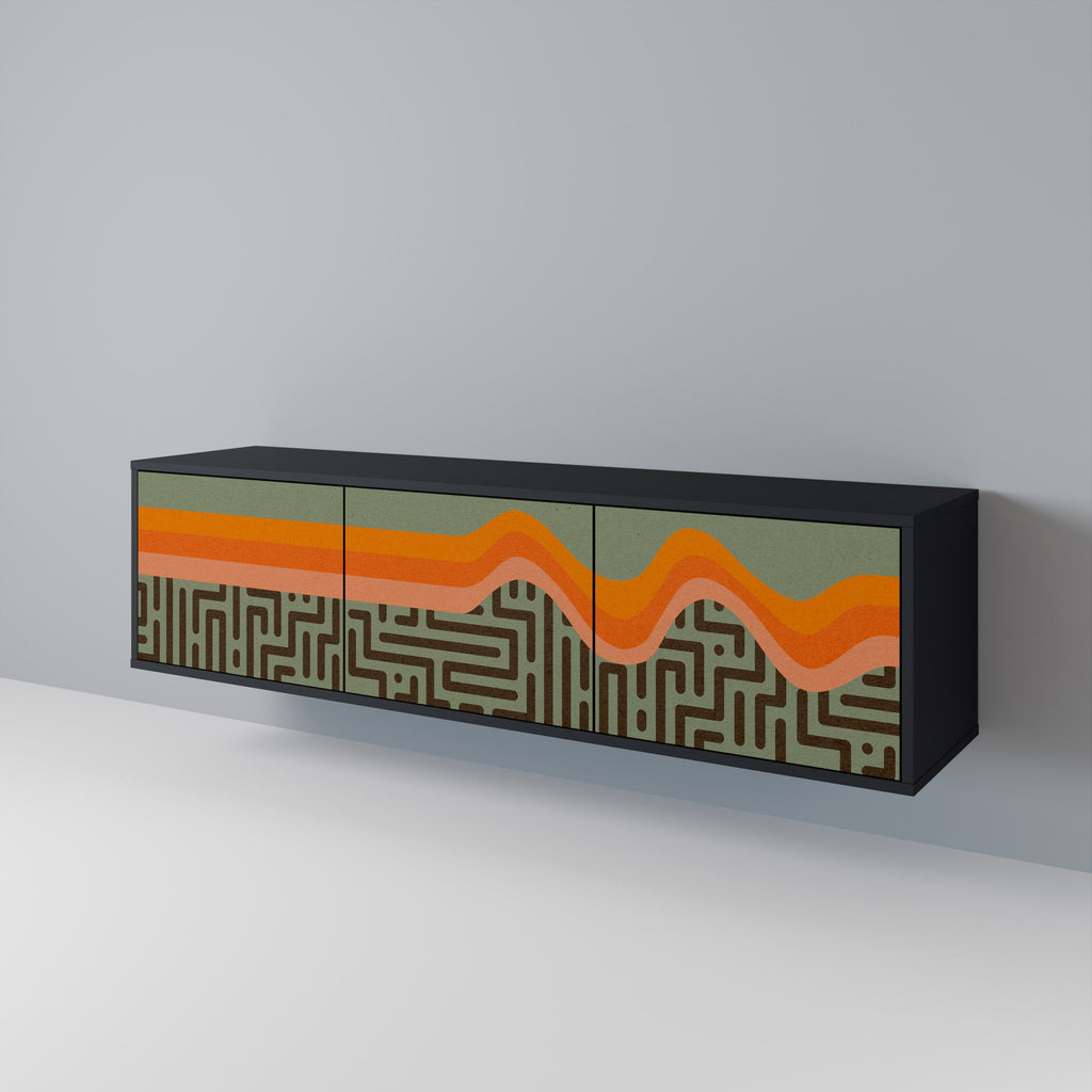 Meuble TV 3 portes SIMPLE SOLUTIONS finition noire