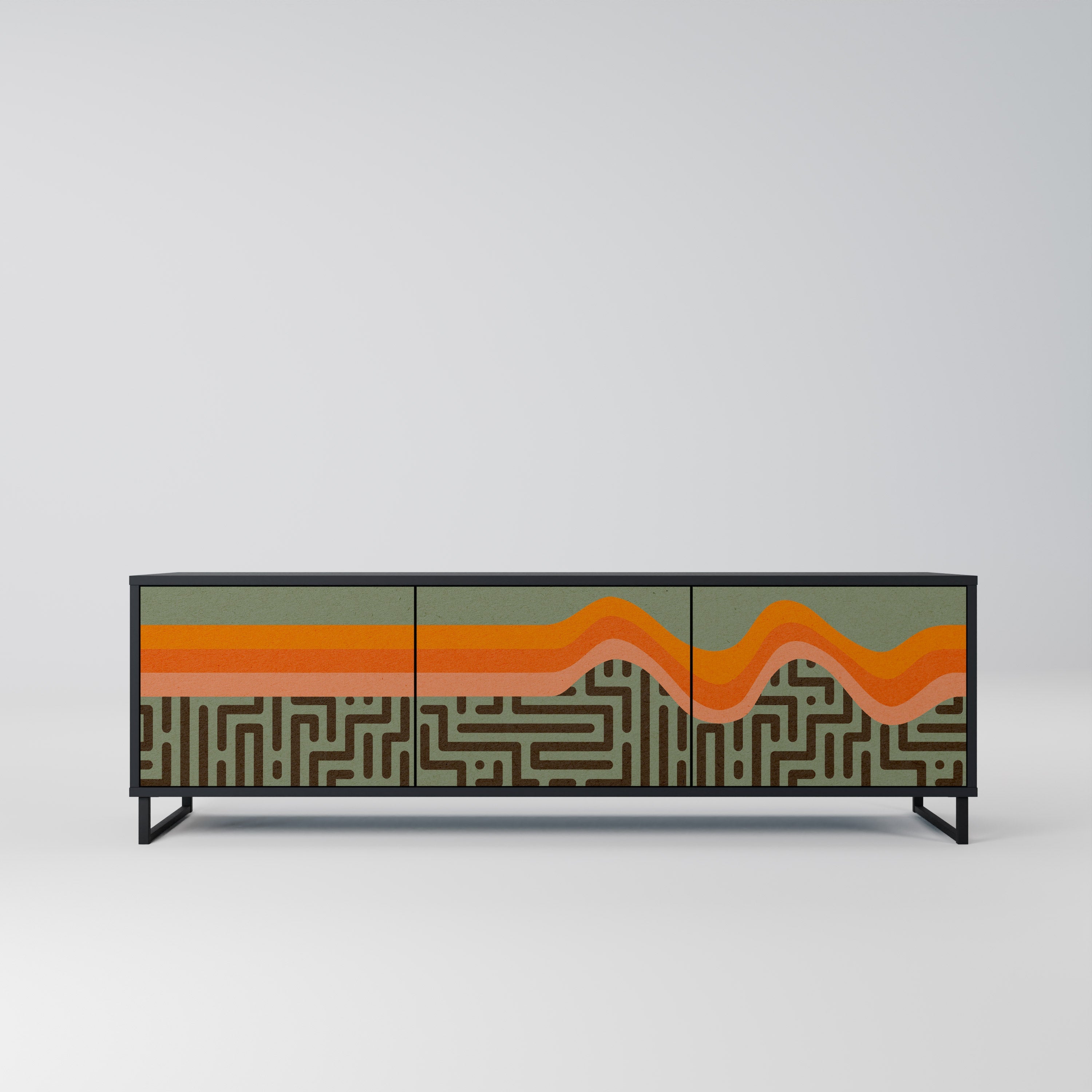 Meuble TV 3 portes SIMPLE SOLUTIONS finition noire