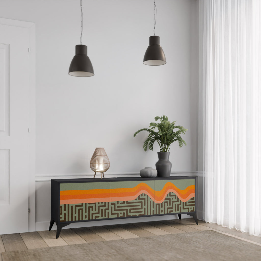 Meuble TV 3 portes SIMPLE SOLUTIONS finition noire