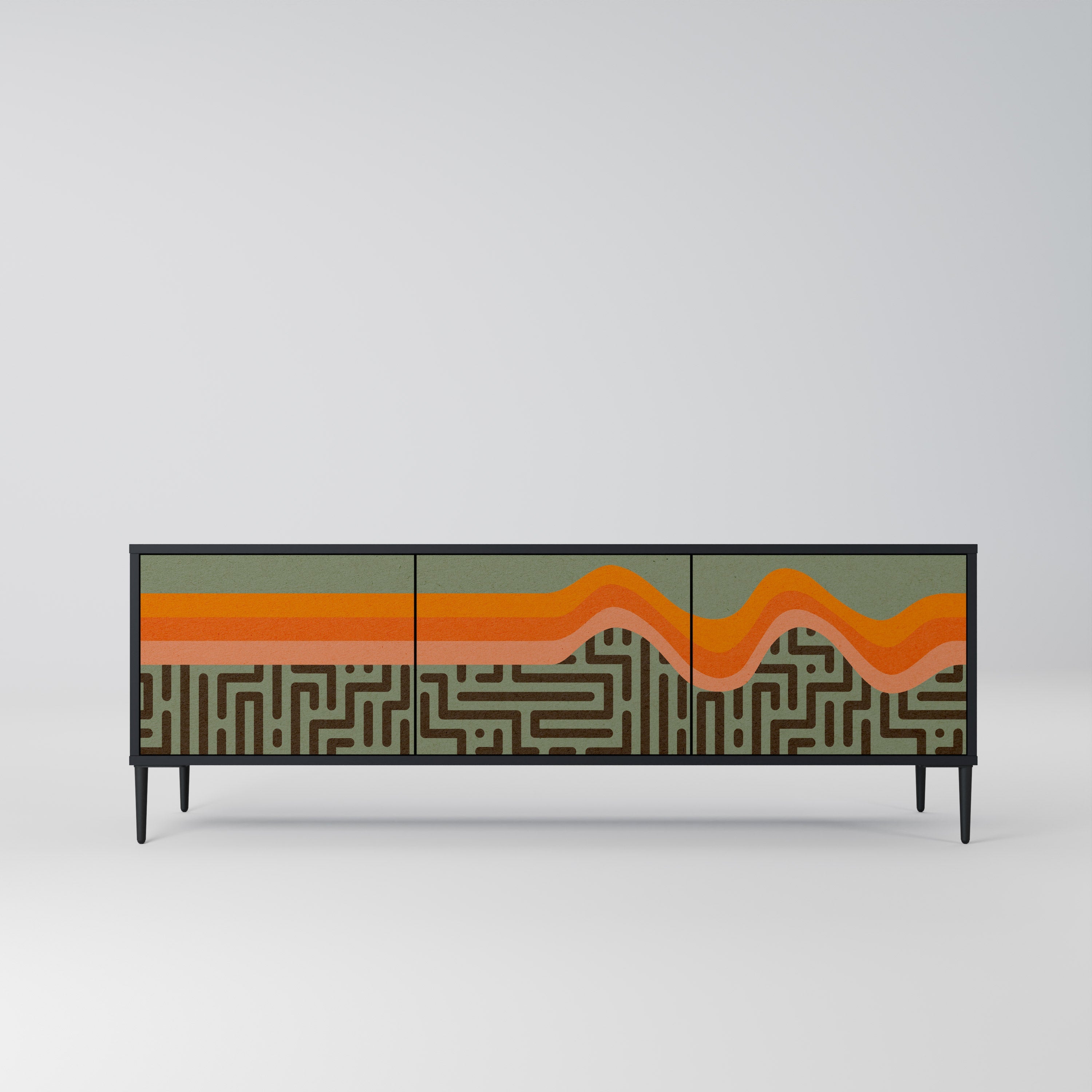 Meuble TV 3 portes SIMPLE SOLUTIONS finition noire