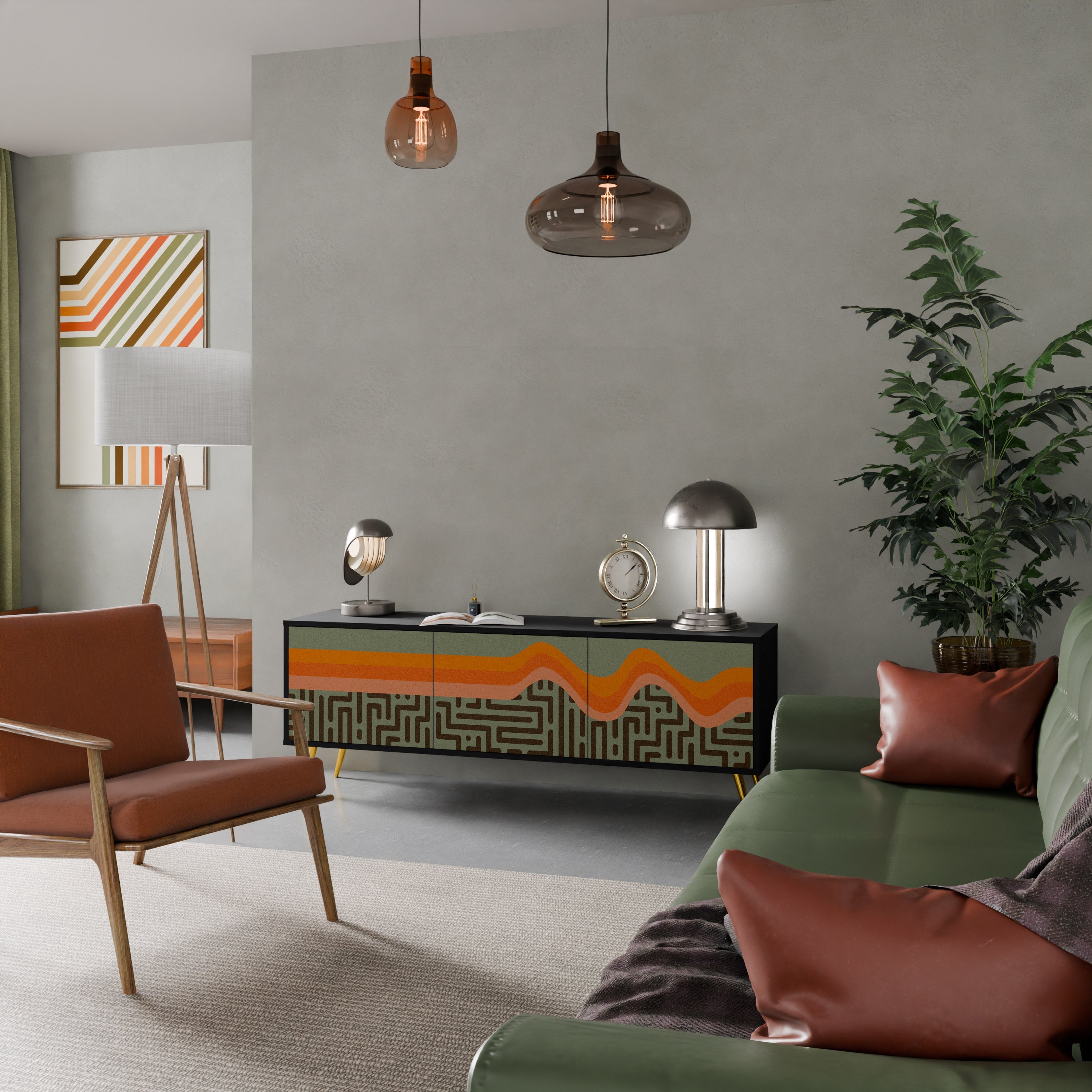 Meuble TV 3 portes SIMPLE SOLUTIONS finition noire