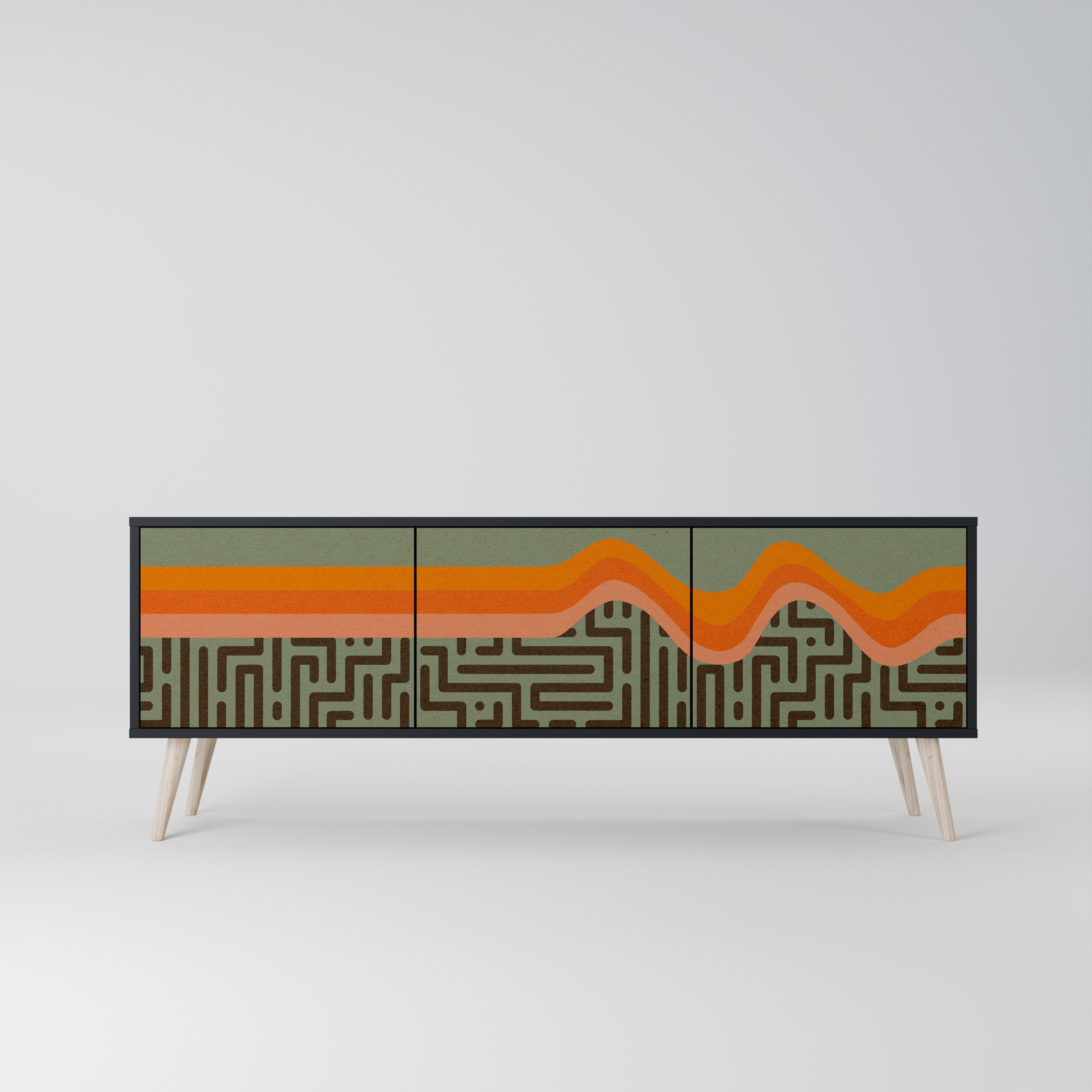 Meuble TV 3 portes SIMPLE SOLUTIONS finition noire