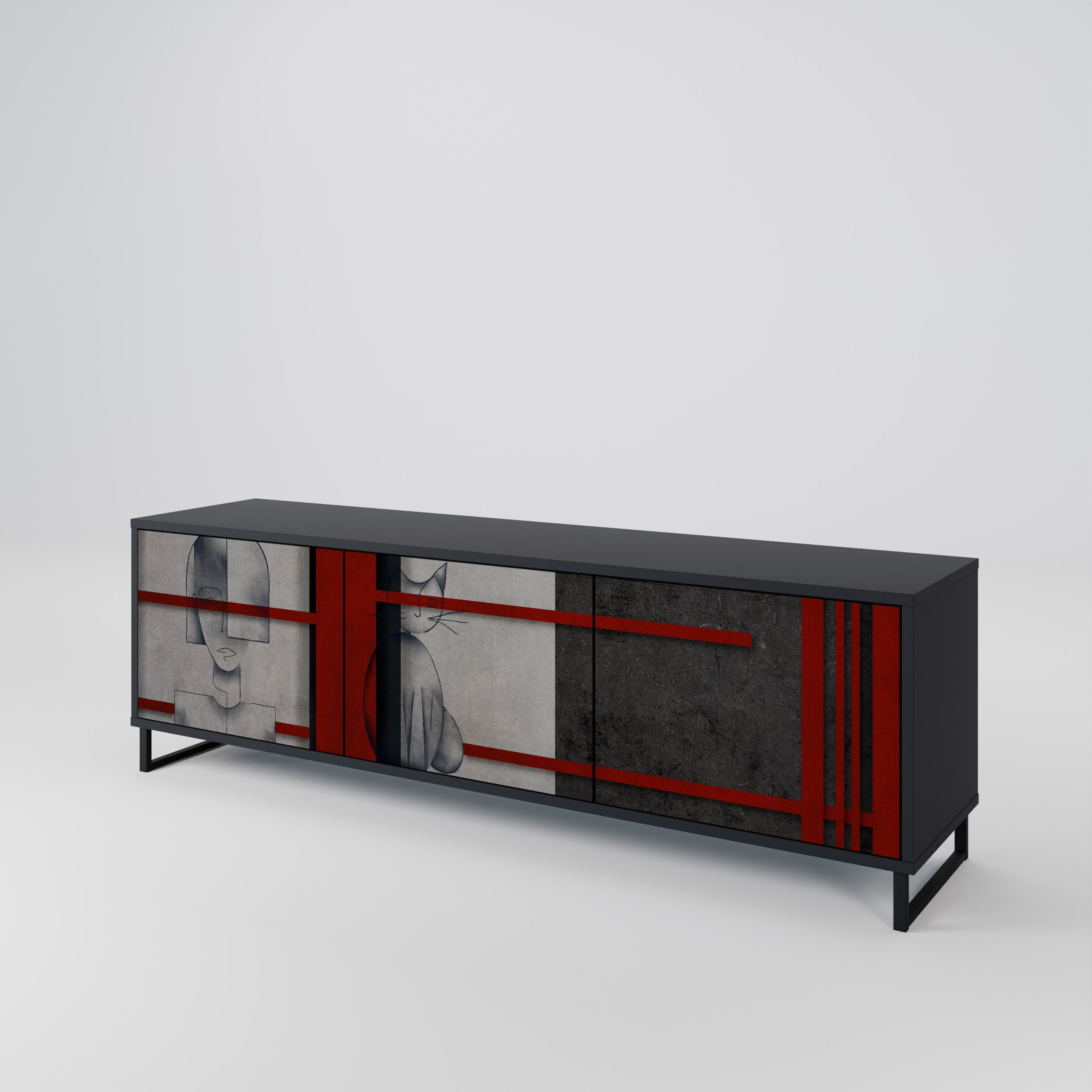 GRAY FIGURES 3-Door TV Cabinet