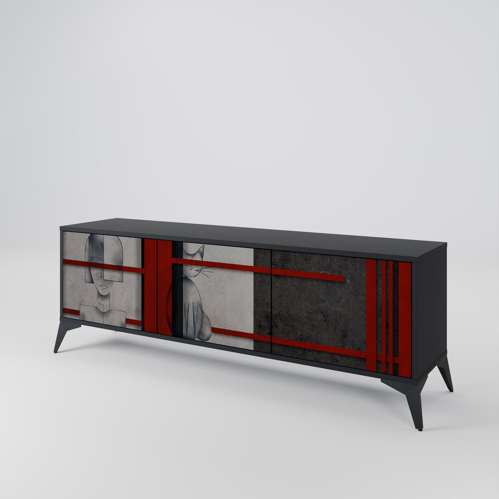 Meuble TV 3 portes GRAY FIGURES en finition noire