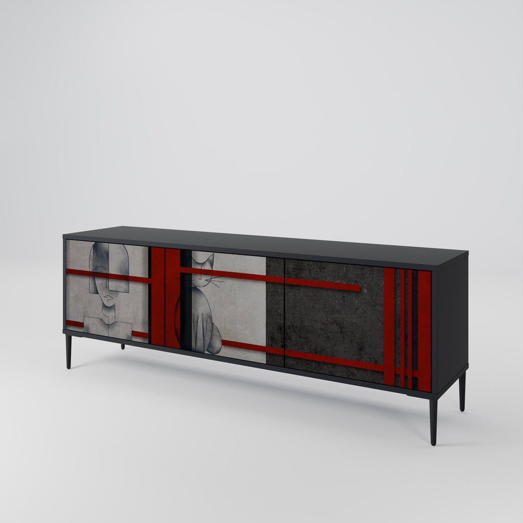 Meuble TV 3 portes GRAY FIGURES en finition noire