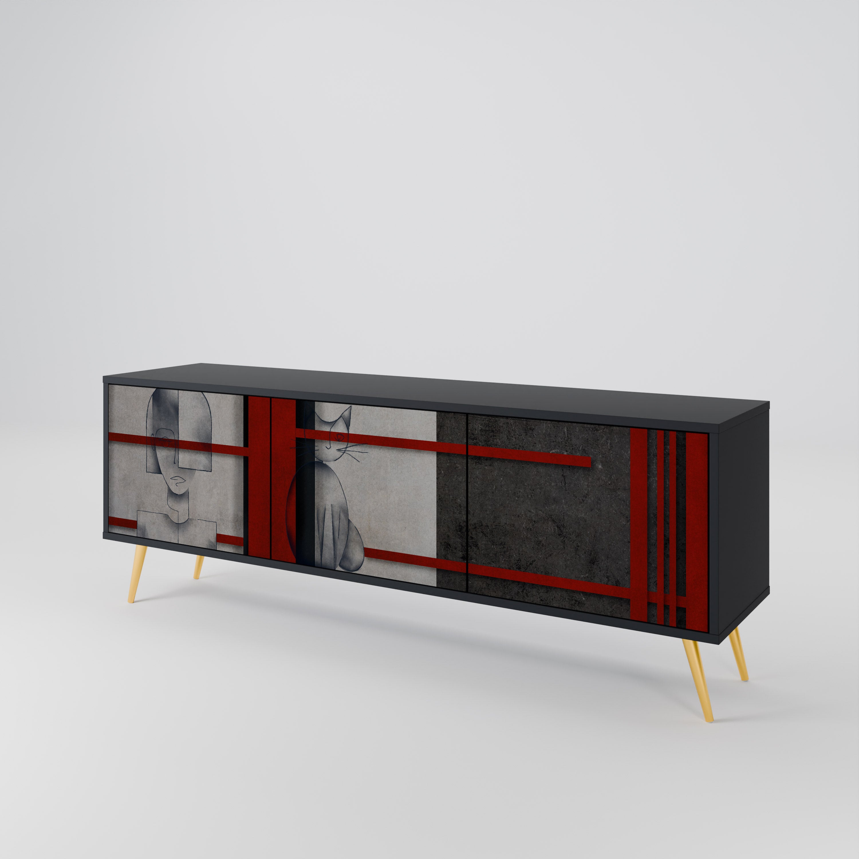 GRAY FIGURES 3-Door TV Cabinet