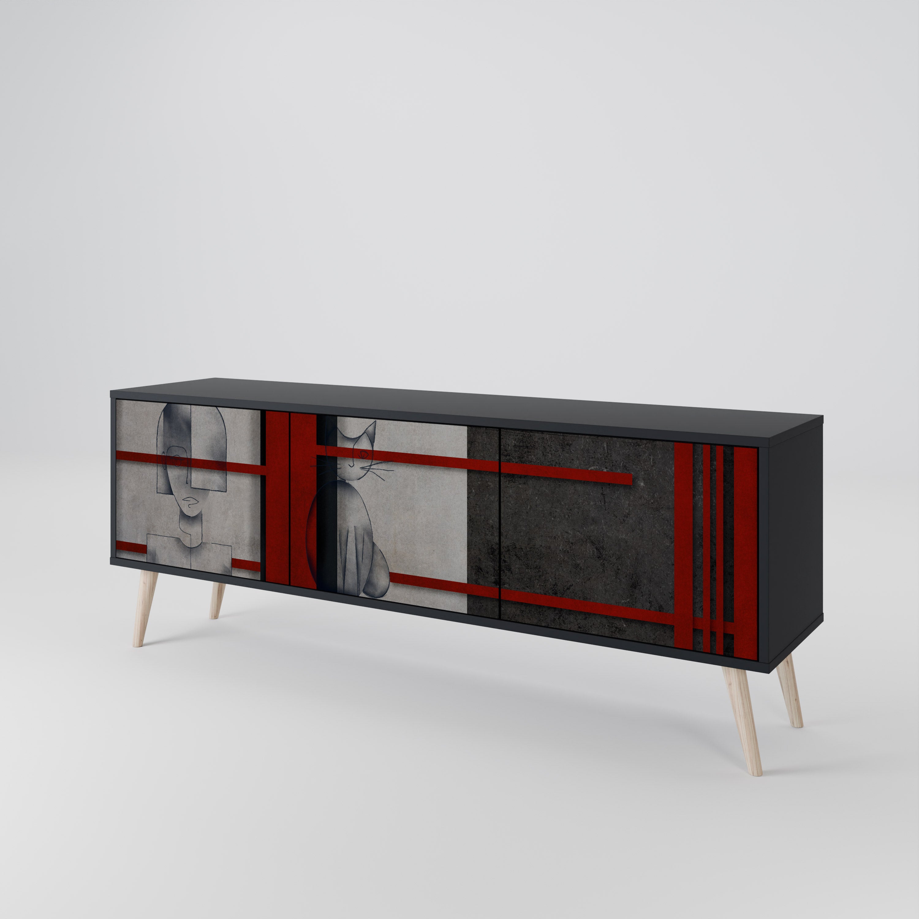 GRAY FIGURES 3-Door TV Cabinet
