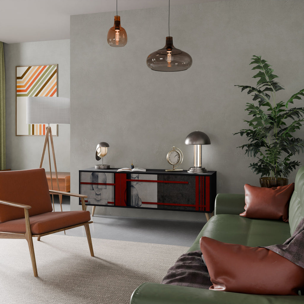 Meuble TV 3 portes GRAY FIGURES en finition noire