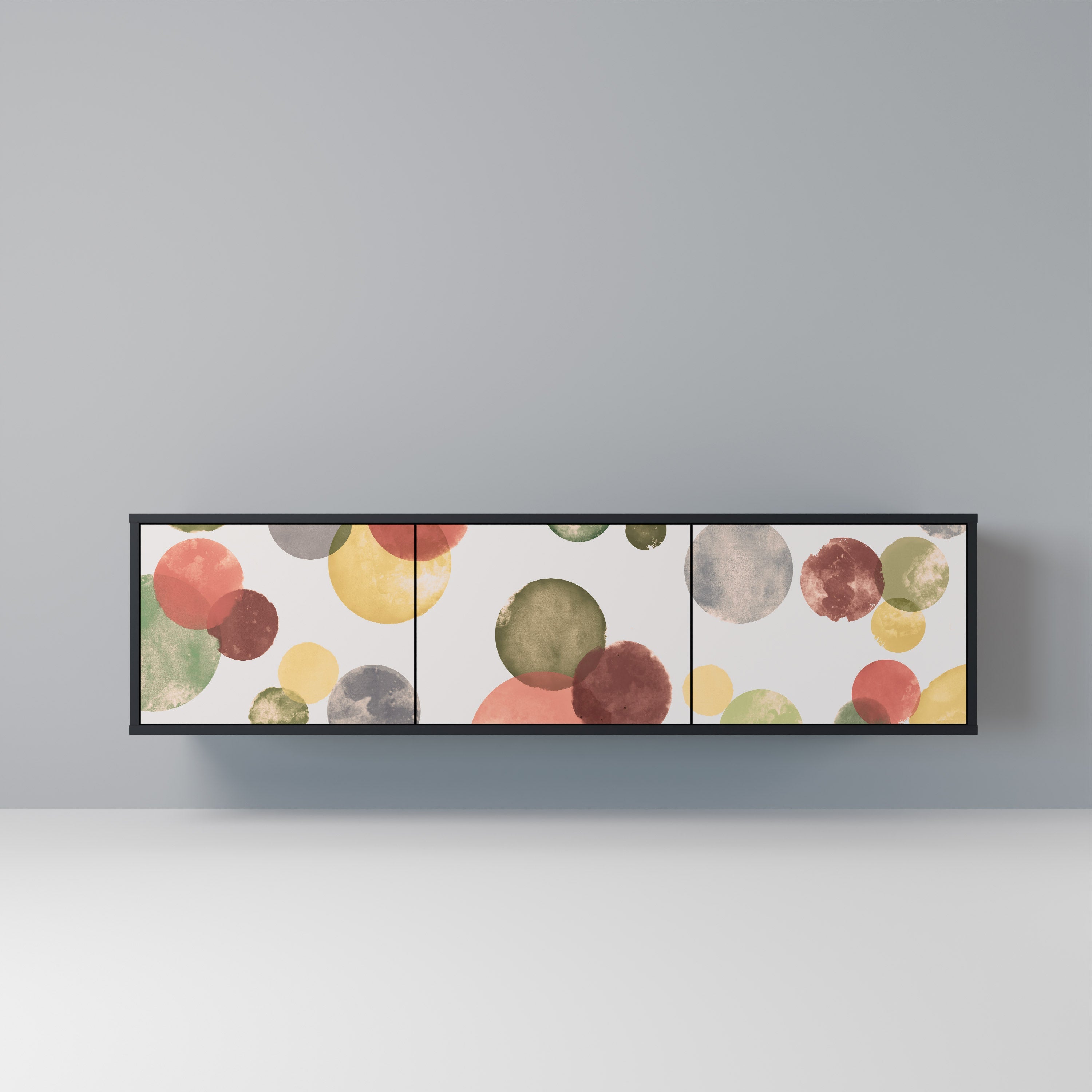 Meuble TV 3 portes FLEETING HAPPINESS, finition noire