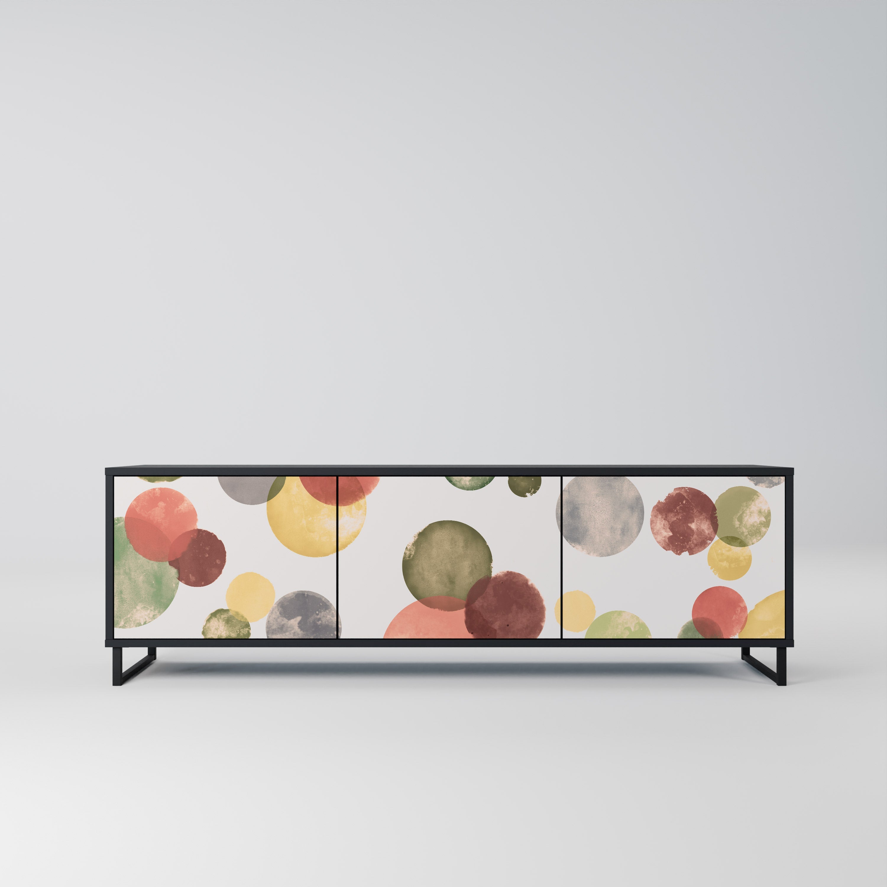 Meuble TV 3 portes FLEETING HAPPINESS, finition noire