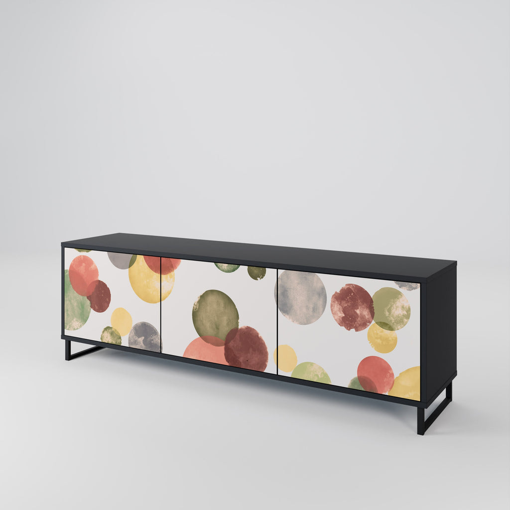 Meuble TV 3 portes FLEETING HAPPINESS, finition noire
