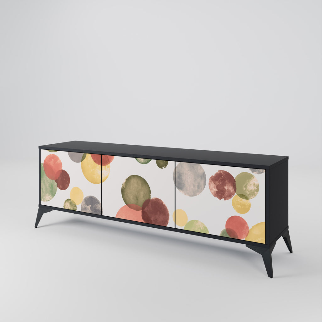 Meuble TV 3 portes FLEETING HAPPINESS, finition noire