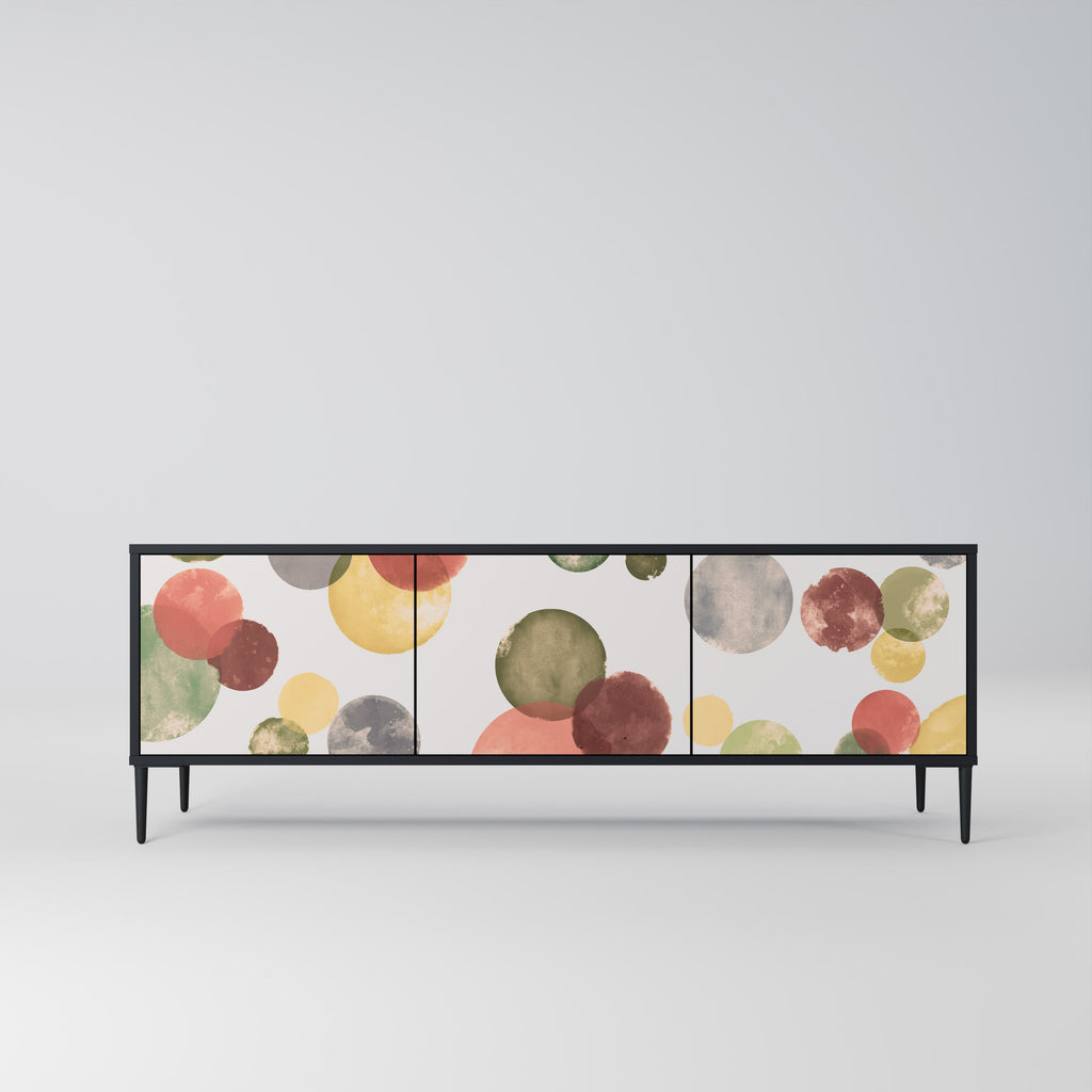 Meuble TV 3 portes FLEETING HAPPINESS, finition noire