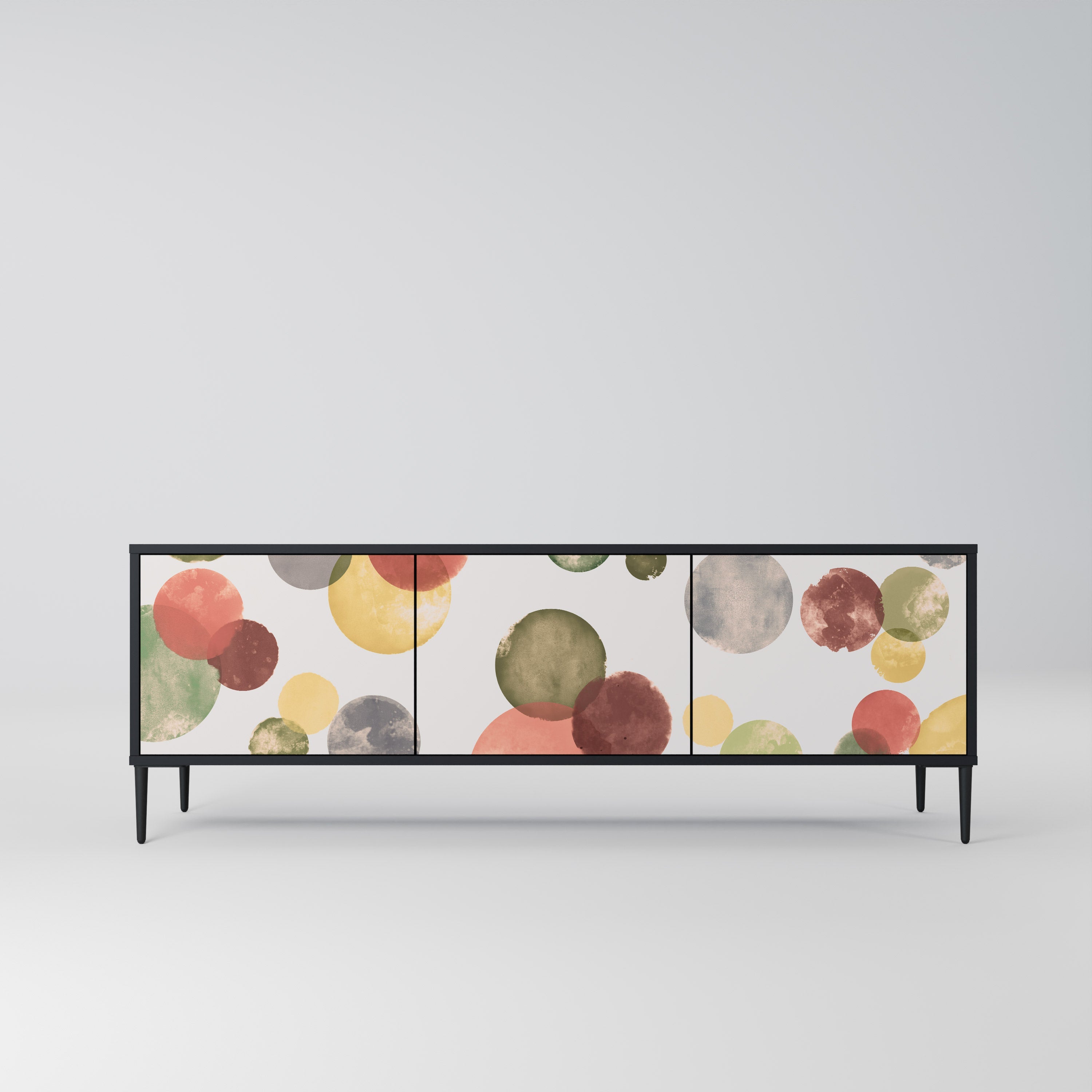 Meuble TV 3 portes FLEETING HAPPINESS, finition noire